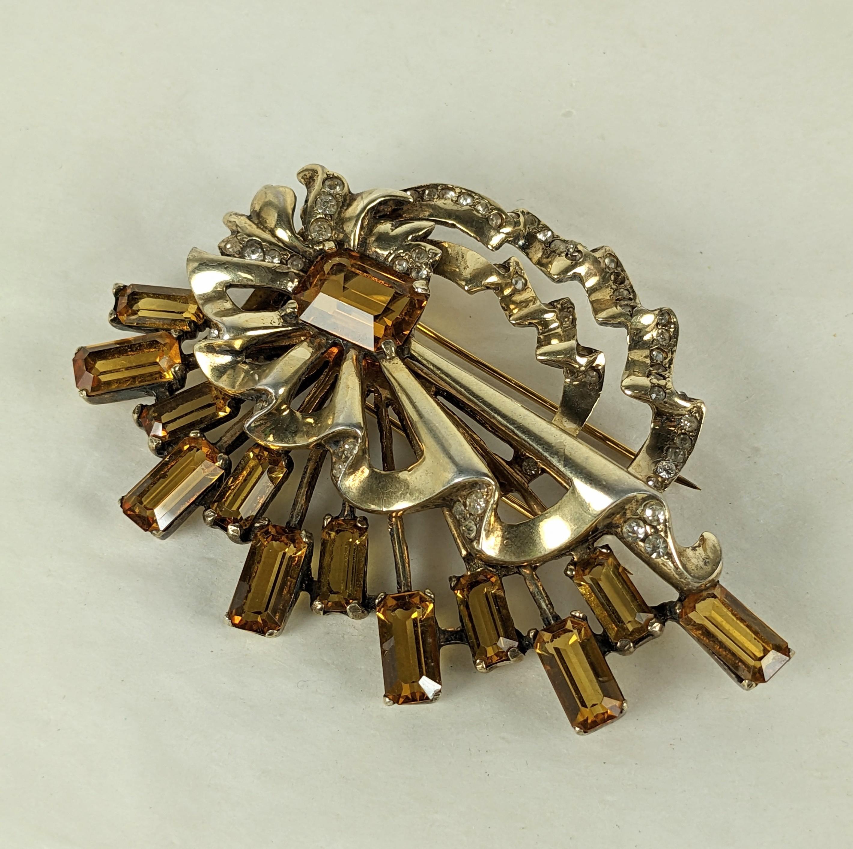 Large Eisenberg Sterling Vermeil Clip  In Good Condition For Sale In New York, NY