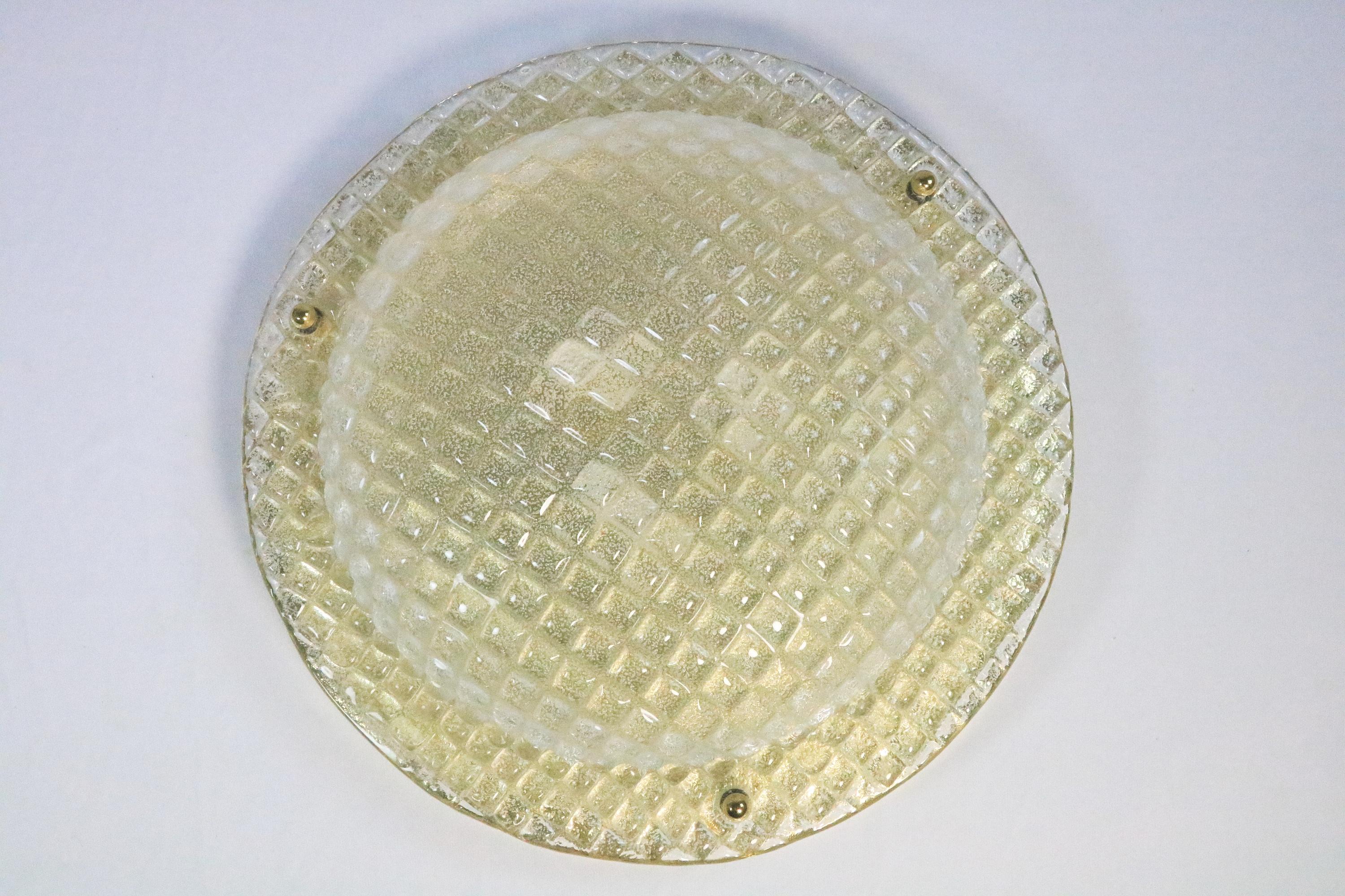 Gran aplique o lámpara de techo alemana elegante, cristal helado, de Fischer, años 70 Moderno de mediados de siglo en venta