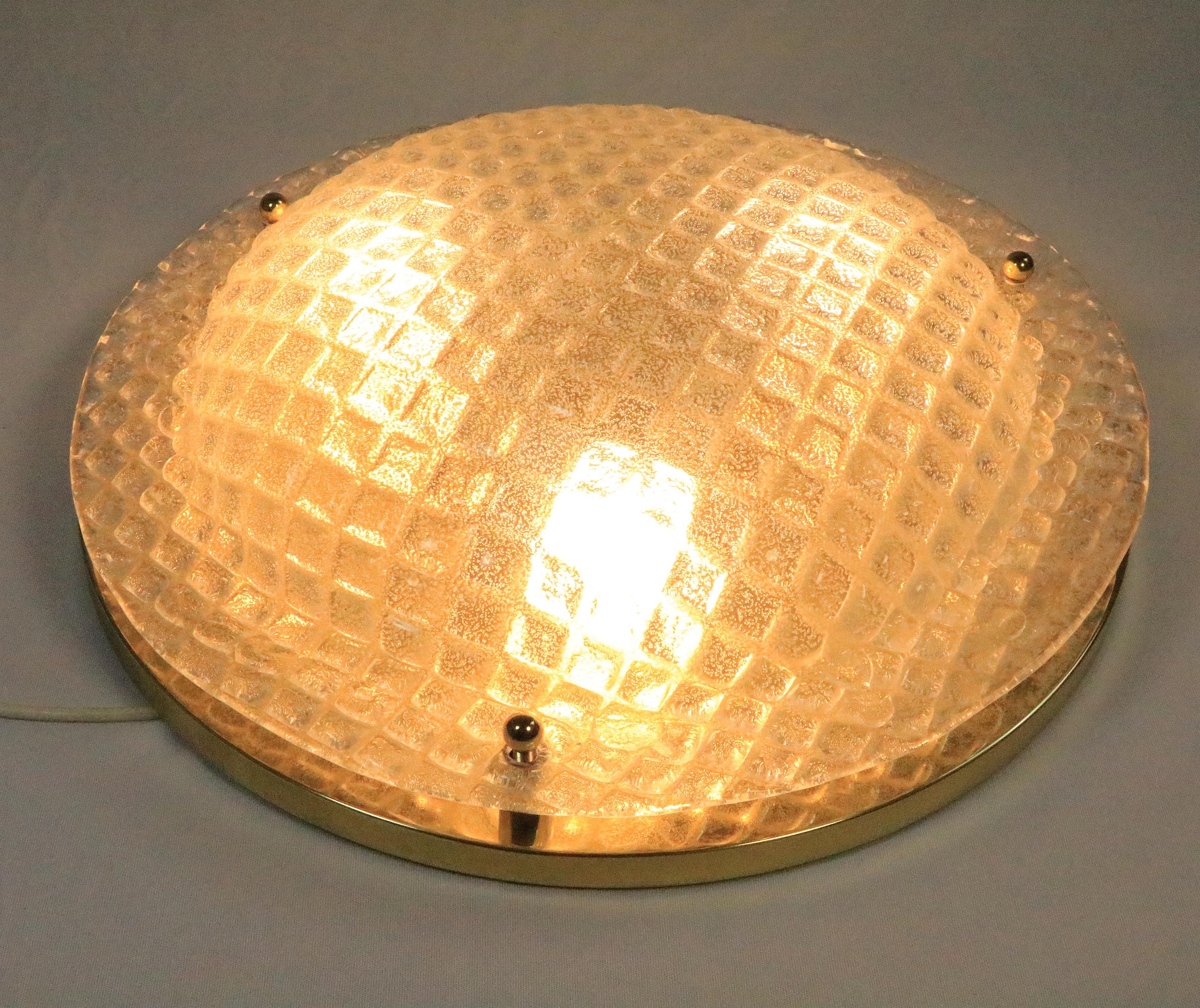 Gran aplique o lámpara de techo alemana elegante, cristal helado, de Fischer, años 70 Alemán en venta