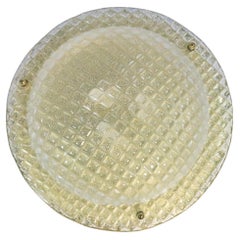 Large Elegant German Wall Sconce or Ceiling Lamp, Ice Glass, by Fischer, 1970s