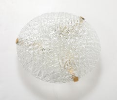 Large Elegant Glass and Brass Flush Mount Fixture / Sconce by Kalmar