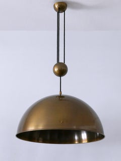 Large & Elegant Mid-Century Counterweight Brass Pendant Lamp by Florian Schulz