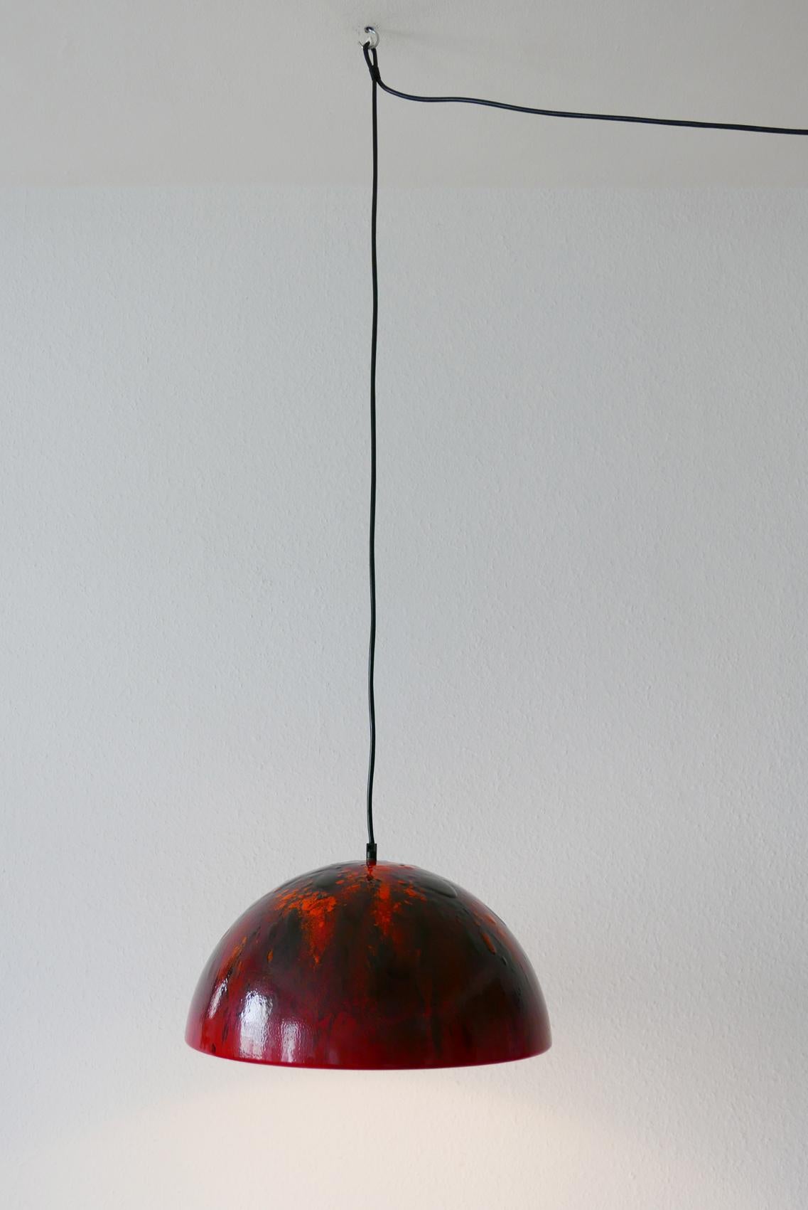 Large and Elegant Mid-Century Modern Enameled Pendant Lamp Dome, 1960s, Denmark For Sale 6