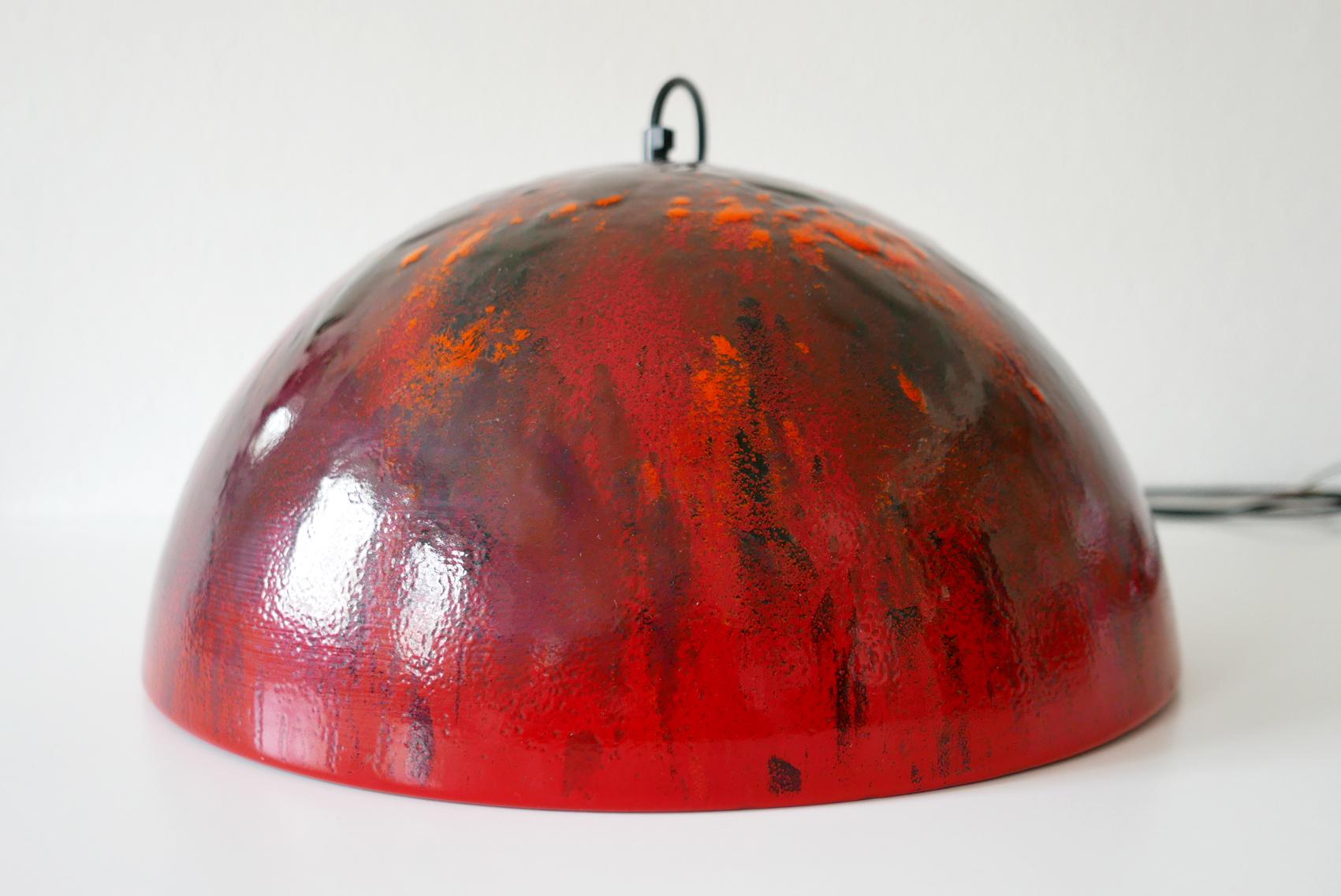 Large and Elegant Mid-Century Modern Enameled Pendant Lamp Dome, 1960s, Denmark For Sale 8
