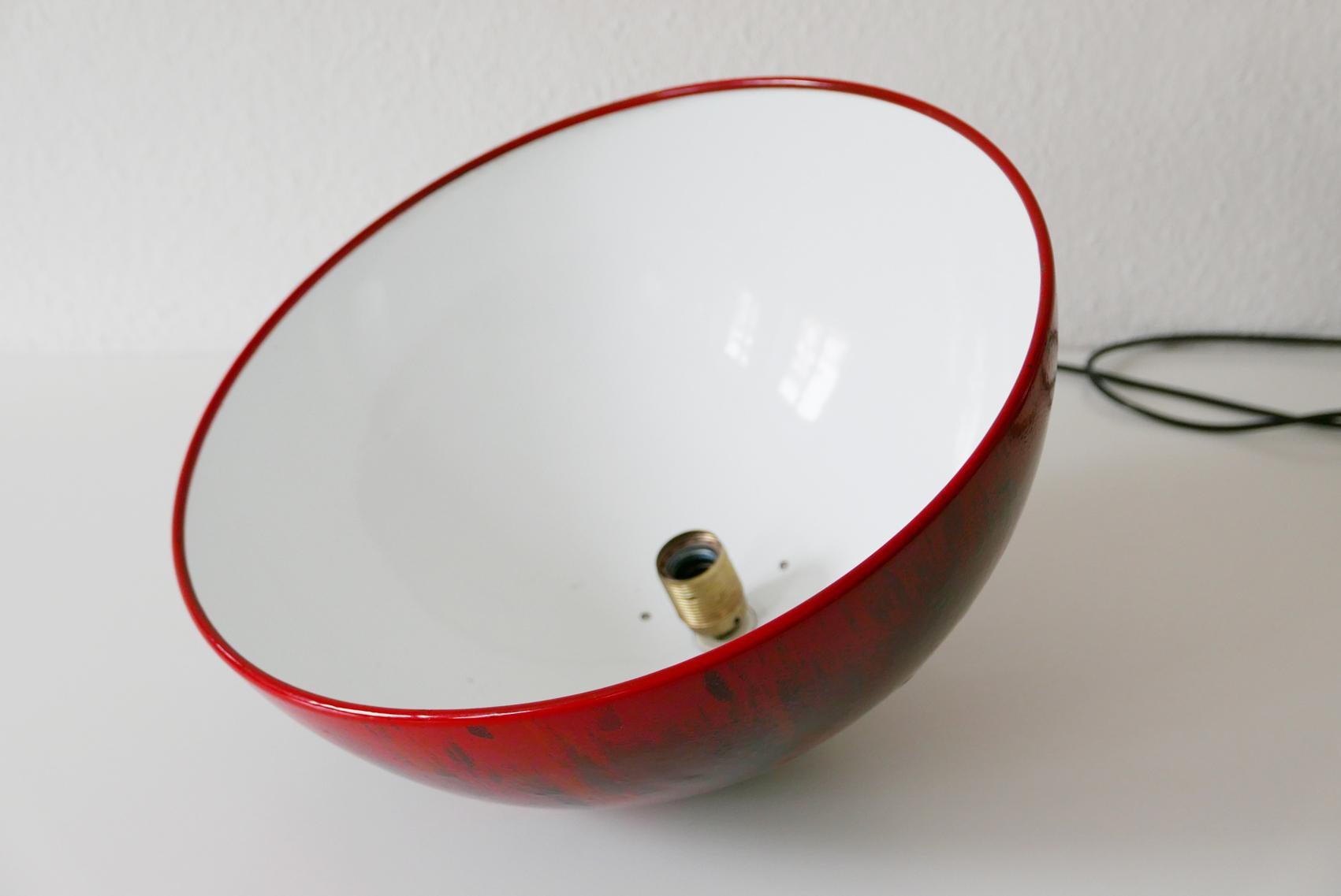 Large and Elegant Mid-Century Modern Enameled Pendant Lamp Dome, 1960s, Denmark For Sale 10