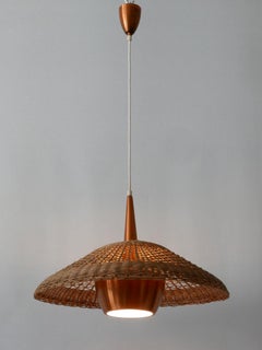 Mid-Century Modern-Hängelampe aus Rattan und Kupfer, Dänemark, 1970er Jahre