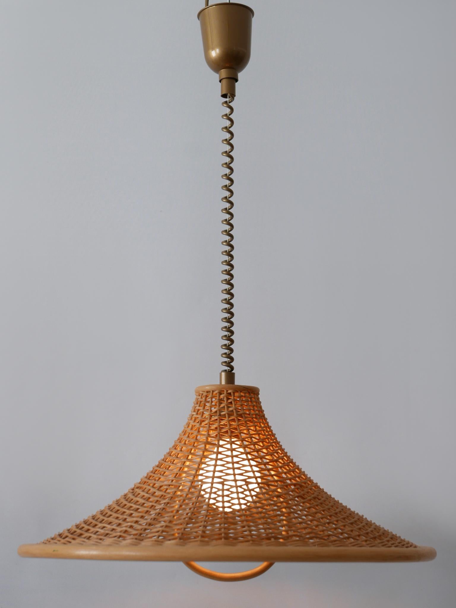 Large & Elegant Mid-Century Modern Wicker Pendant Lamp or Hanging Light Germany 12