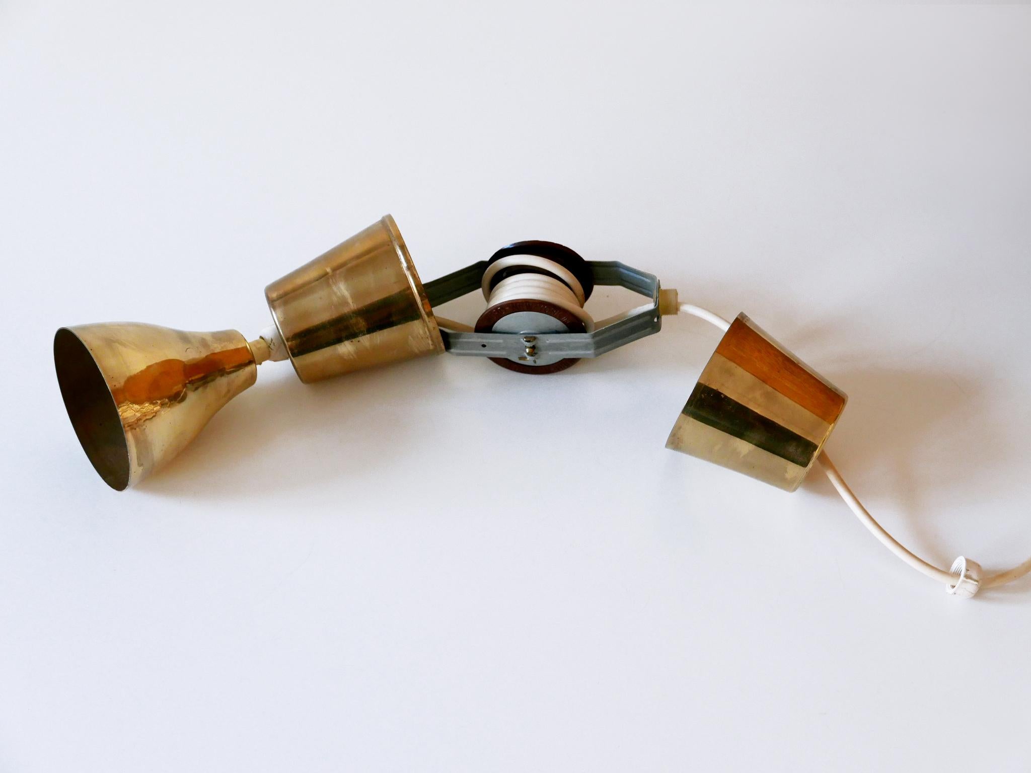 Large & Elegant Mid Century Modern Wicker Pulley Pendant Lamp Scandinavia 1960s 13
