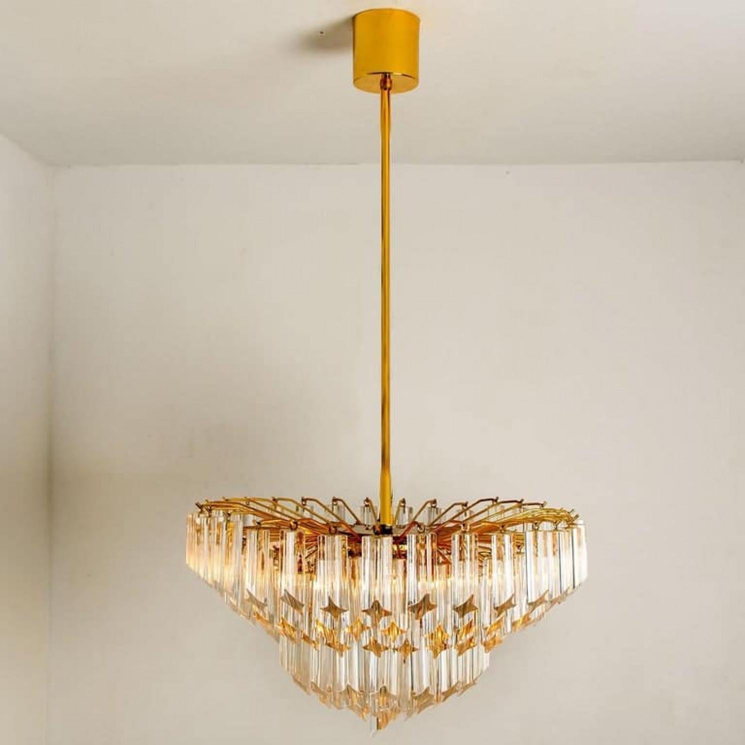 Brass Large Elegant Six-Tier Cristal Venini Chandelier, 1960 For Sale