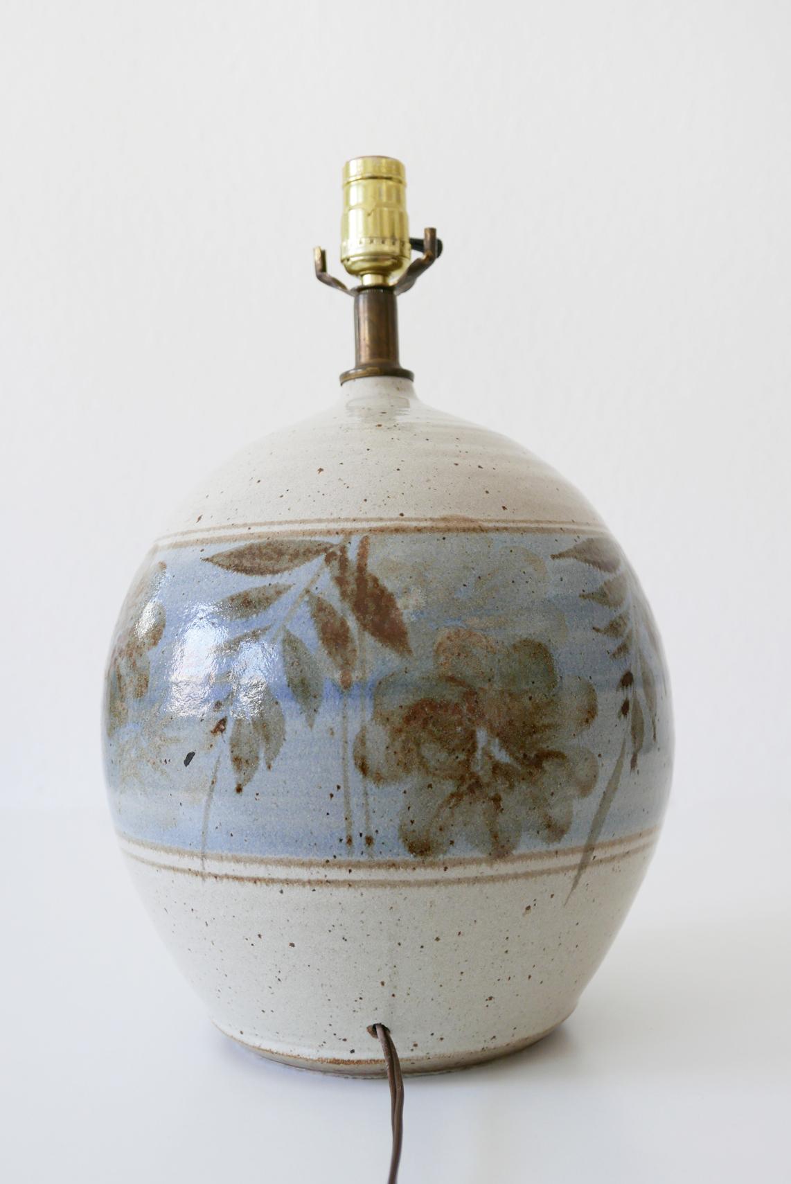 Brass Large & Elegant Stoneware Table Lamp by California Ceramic Company, 1970s, USA