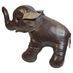 large Elephant Animal Pouf Ottoman Footstool Poof Pouffe Made of Leather, 1970s