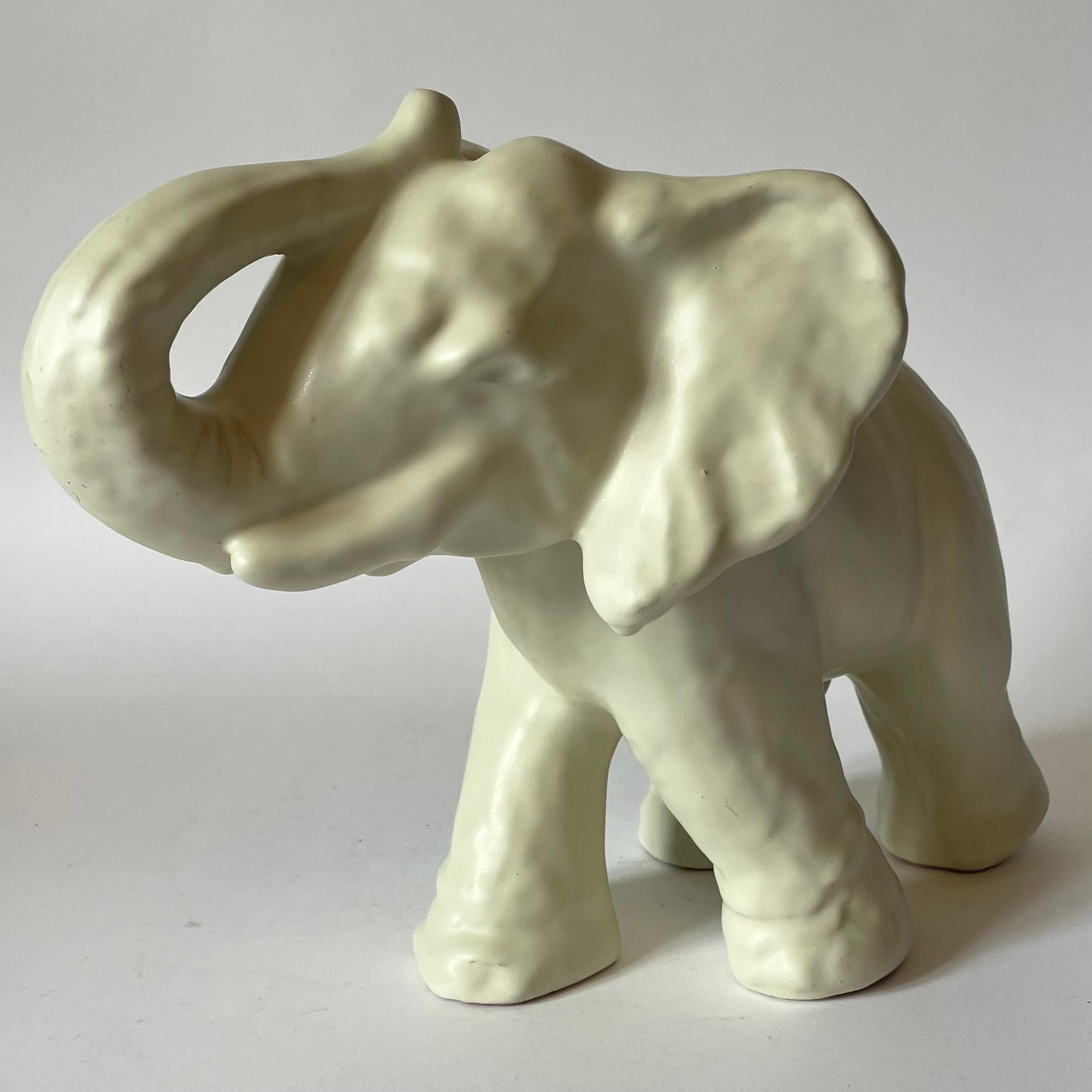 
Large Elephant by Vicke Lindstrand for Upsala-Ekeby, Sweden, 1940s

Elegant and expressive ceramic elephant designed by Vicke Lindstrand (1904–1983) for the Swedish ceramics company Upsala-Ekeby during the 1940s. Lindstrand served as the artistic