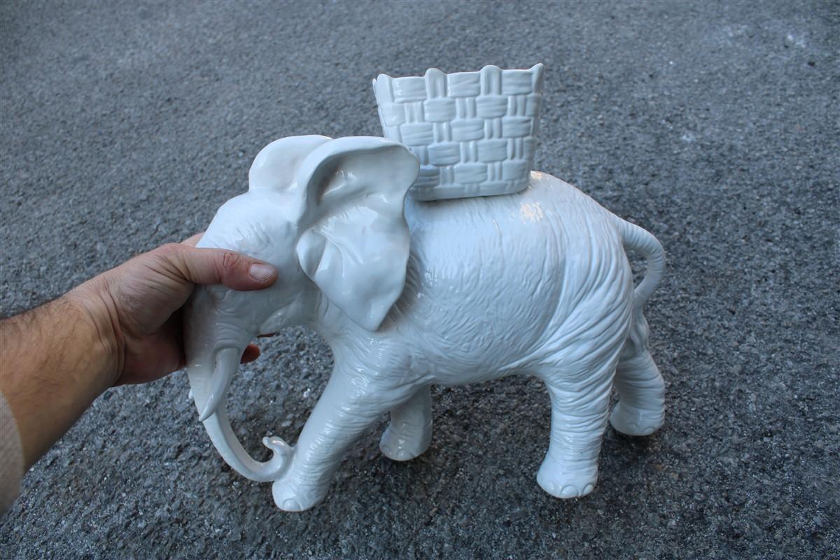 Large Elephant Sculpture in White Ceramic 1960 Vivai Del Sud Italy  In Good Condition For Sale In Palermo, Sicily
