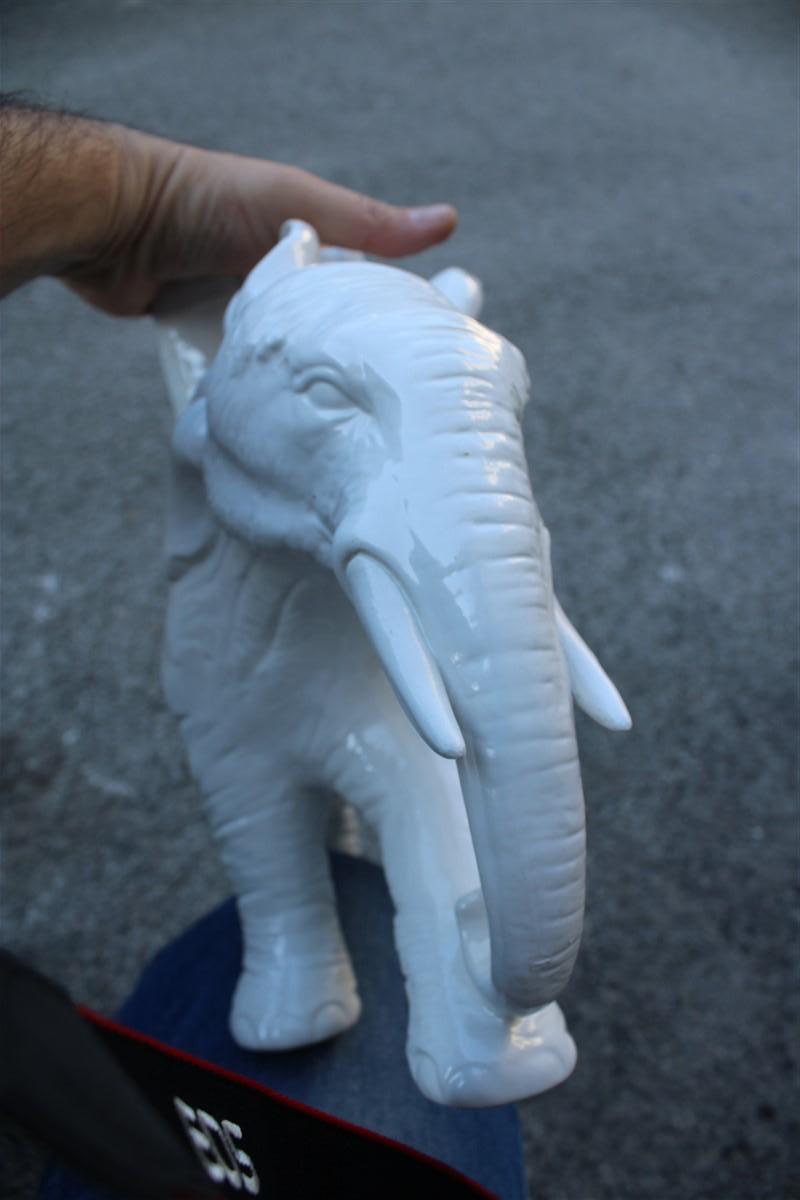 Large Elephant Sculpture in White Ceramic 1960 Vivai Del Sud Italy  For Sale 1