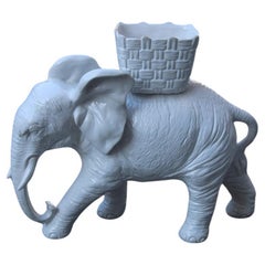 Large Elephant Sculpture in White Ceramic 1960 Vivai Del Sud Italy 