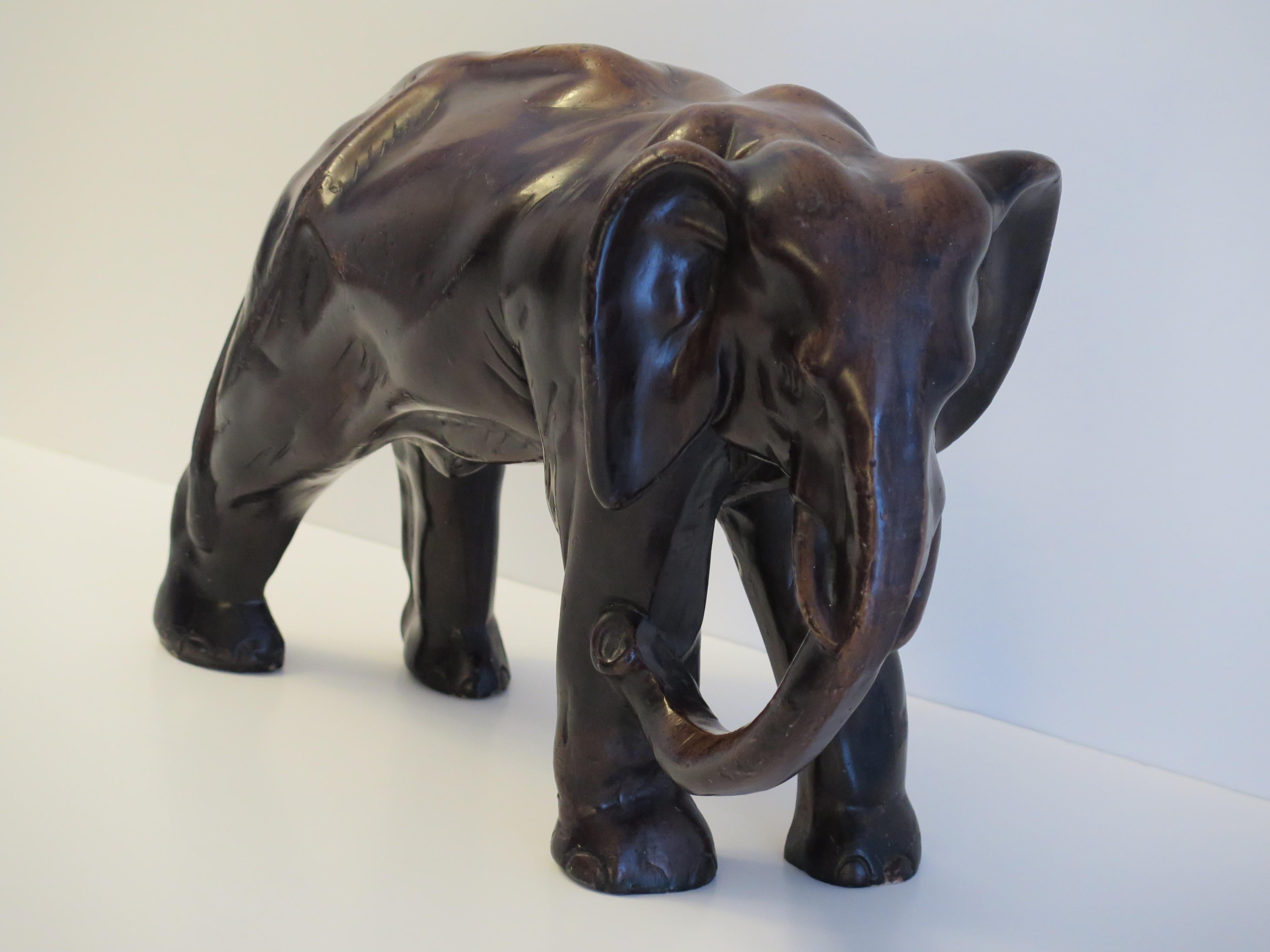 British Large Elephant Stone sculpture hand made and signed under the foot, Circa 1920  For Sale