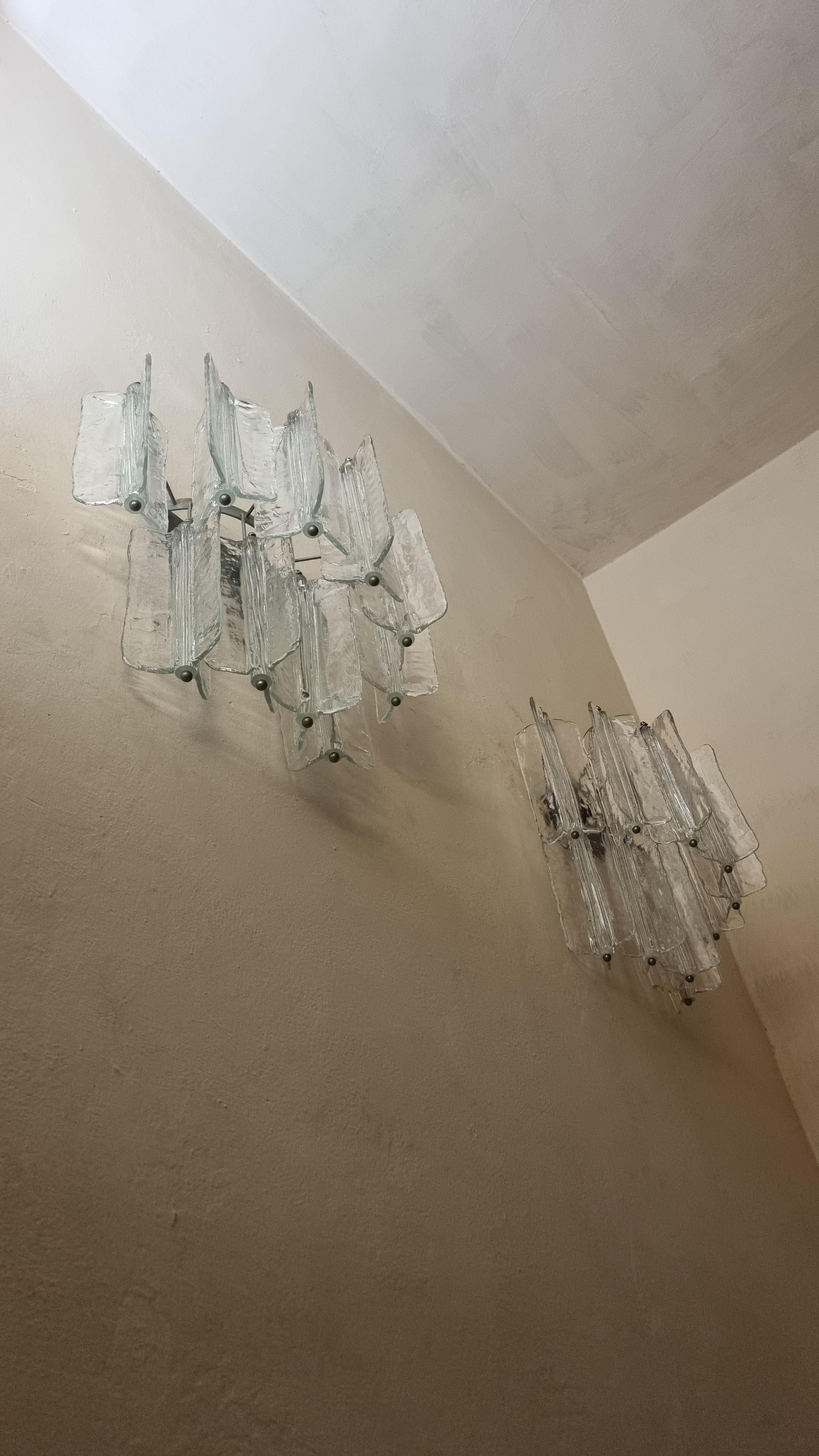 Blown Glass Large Elica wall sconces designed by Toni Zuccheri for Venini 1965 For Sale