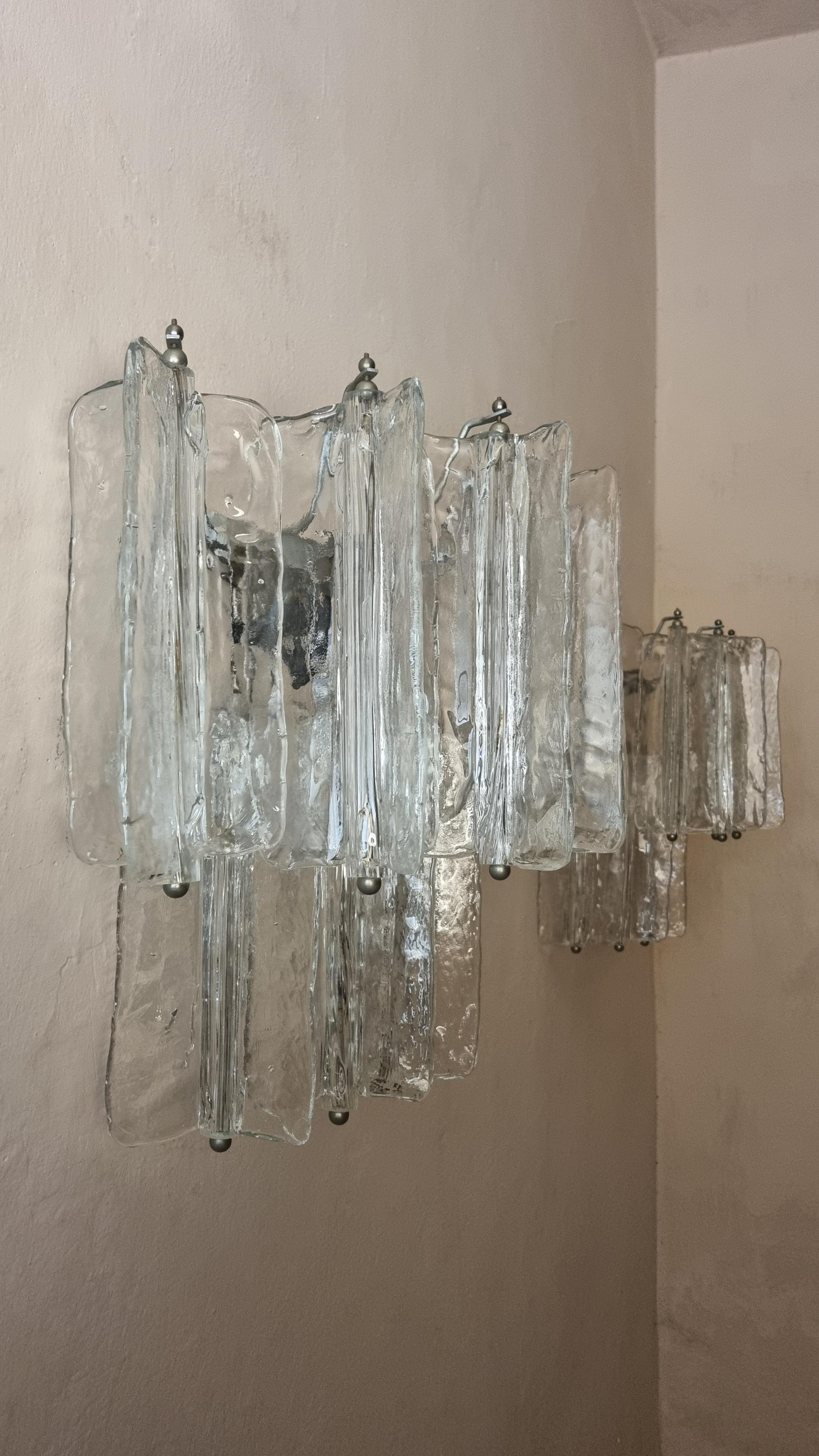 Large Elica wall sconces designed by Toni Zuccheri for Venini 1965 For Sale 2