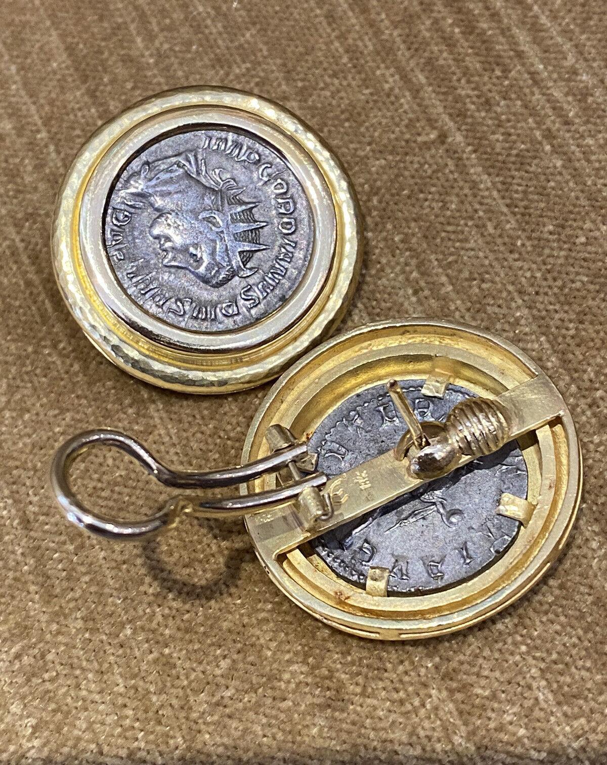 Large Elizabeth Locke Coin Button Earrings in 18k Yellow Gold For Sale 2