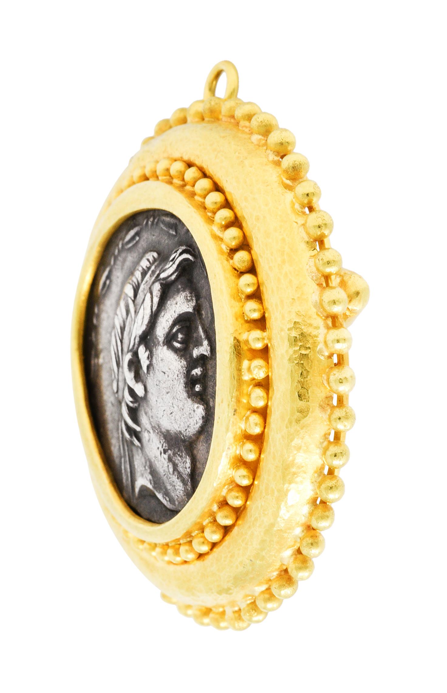 Women's or Men's Large Elizabeth Locke Silver 18 Karat Gold Greek Ancient Coin Pendant Brooch