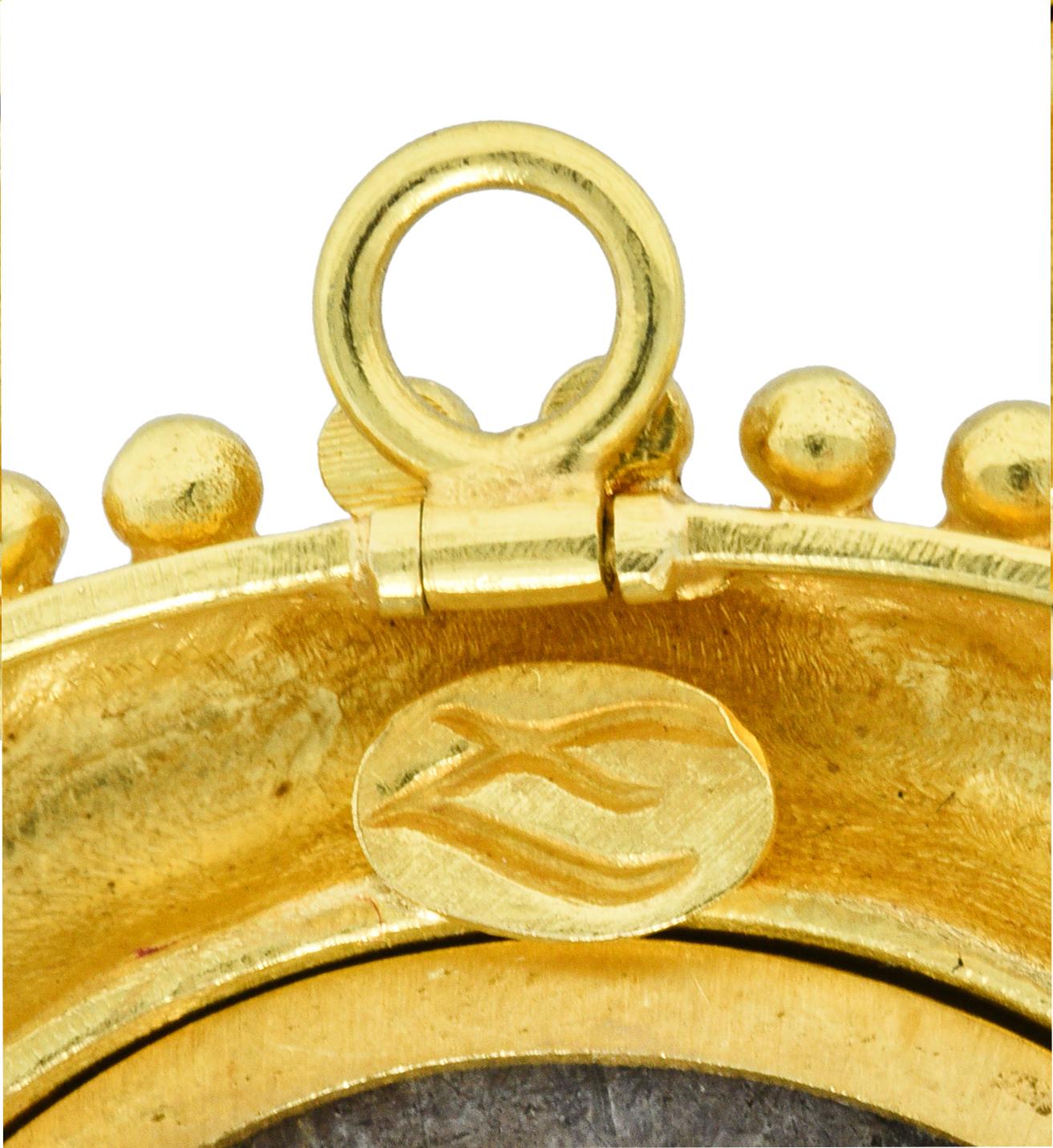 Large Elizabeth Locke Silver 18 Karat Gold Greek Ancient Coin Pendant Brooch 1
