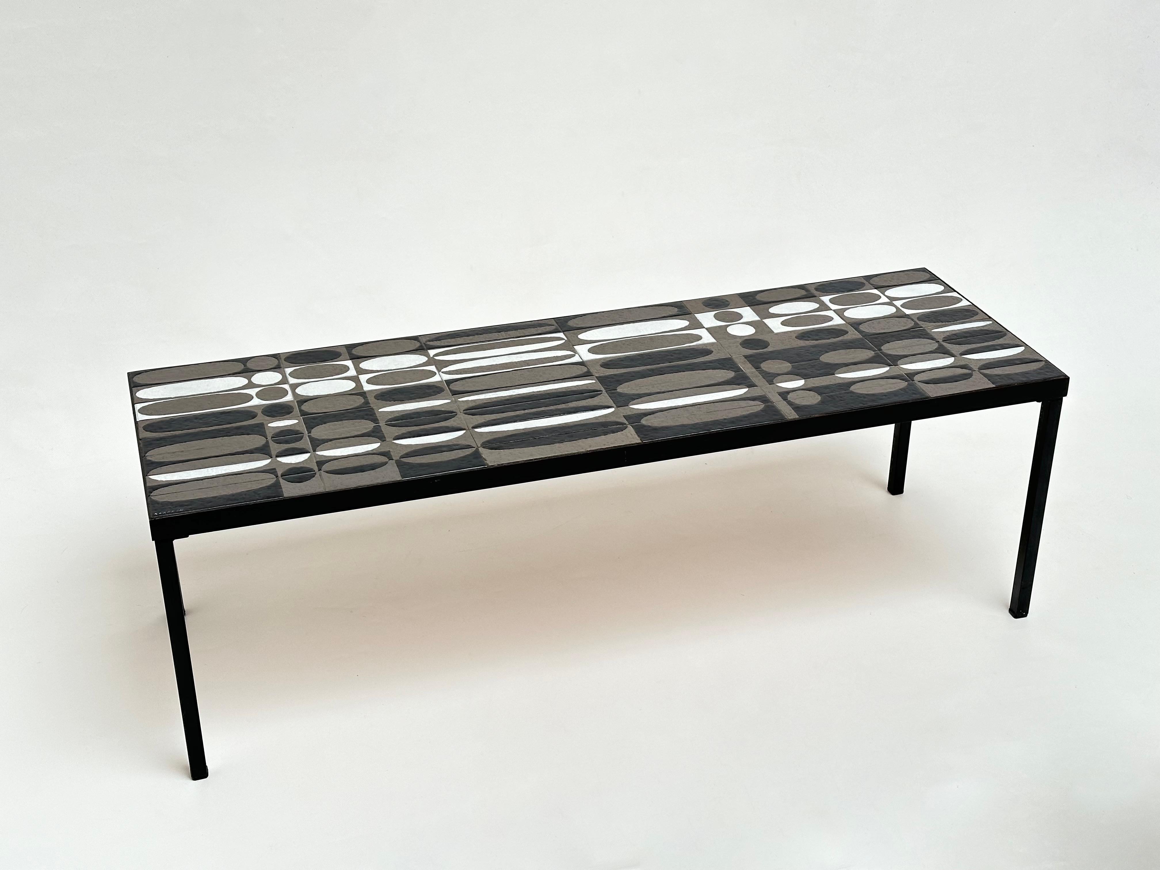 Grande table basse Ellipses, Roger Capron, Vallauris, vers 1960 en vente 5
