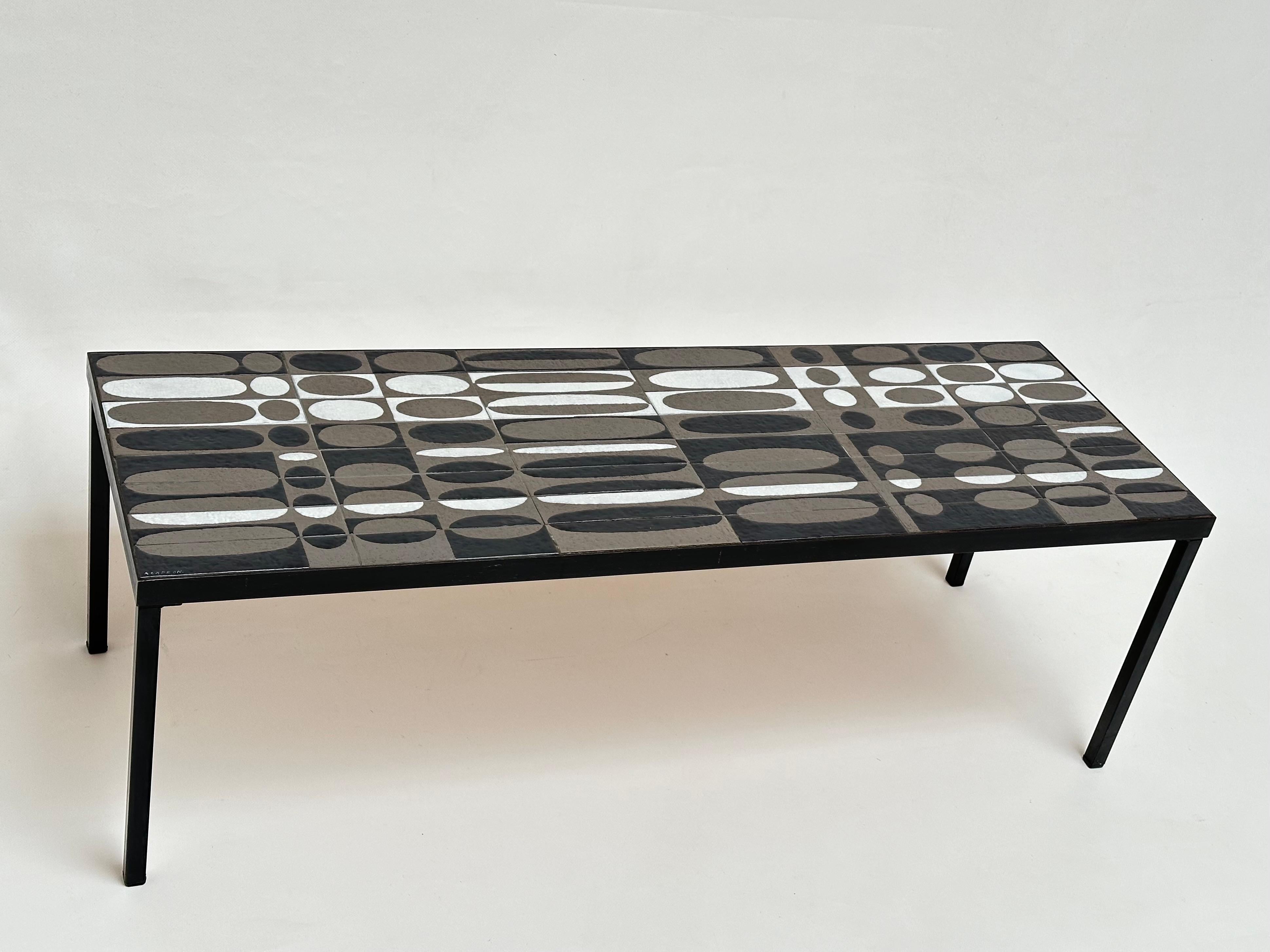 Céramique Grande table basse Ellipses, Roger Capron, Vallauris, vers 1960 en vente