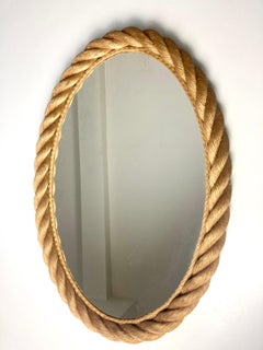 Large elliptical rope frame mirror by Adrien Audoux & Frida Minet, France 1960s