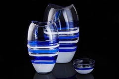 Large Ellisse Vase in Blue and White by Carlo Moretti