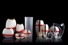 Ellisse Vase in Grau, Rot und Elfenbein von Carlo Moretti, groß