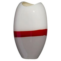 Grand vase Ellisse gris, rouge et ivoire de Carlo Moretti