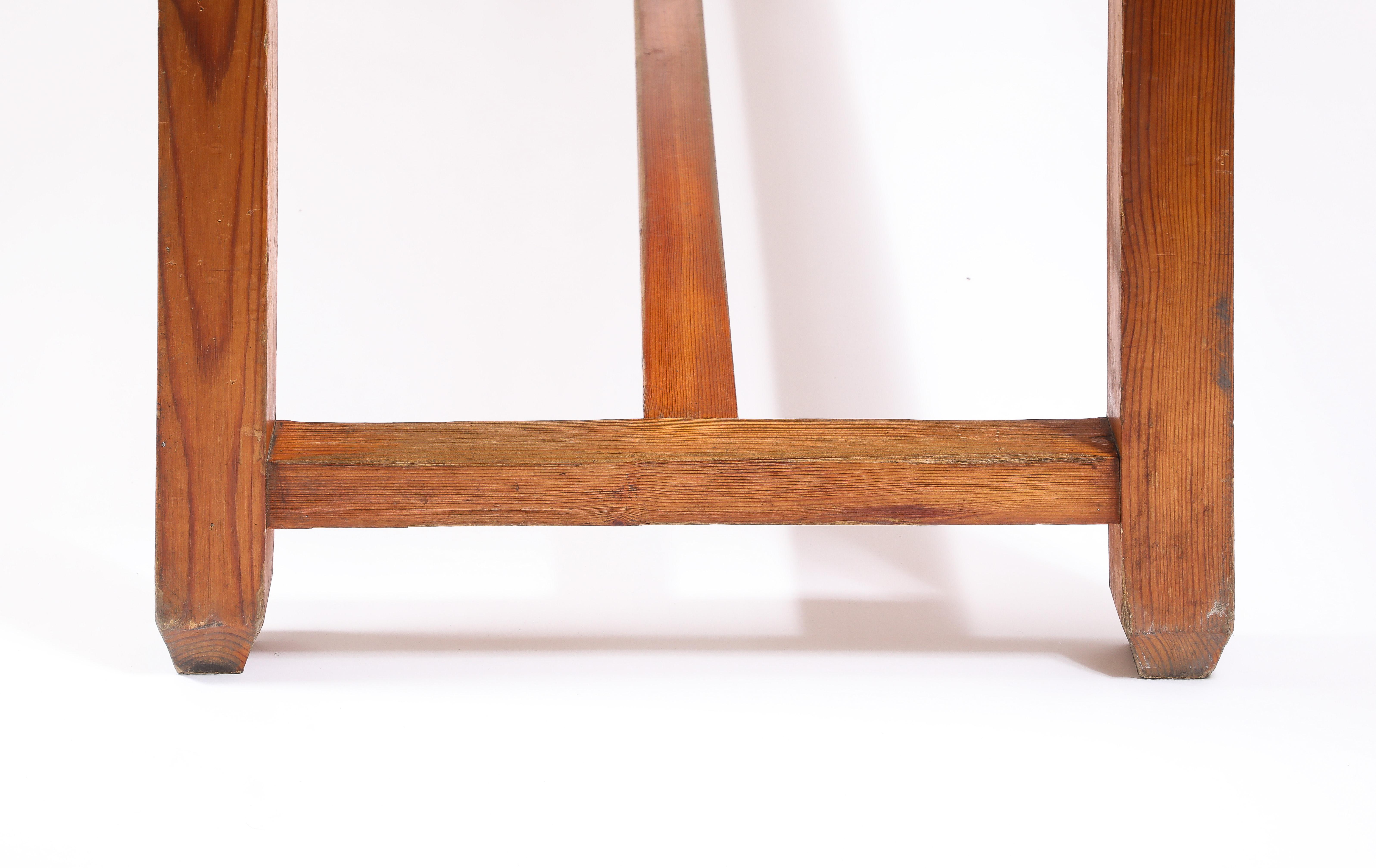 Large Elm and La Borne Tile Table, France 1950's For Sale 2