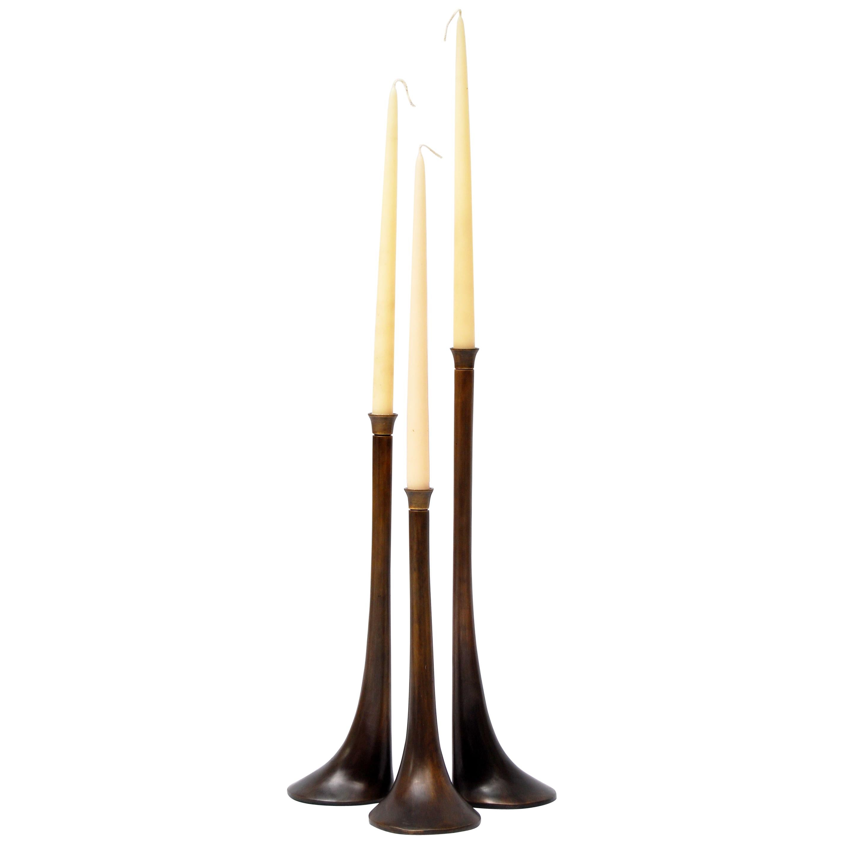 Large Elm Bronze Candlestick by Elan Atelier IN STOCK