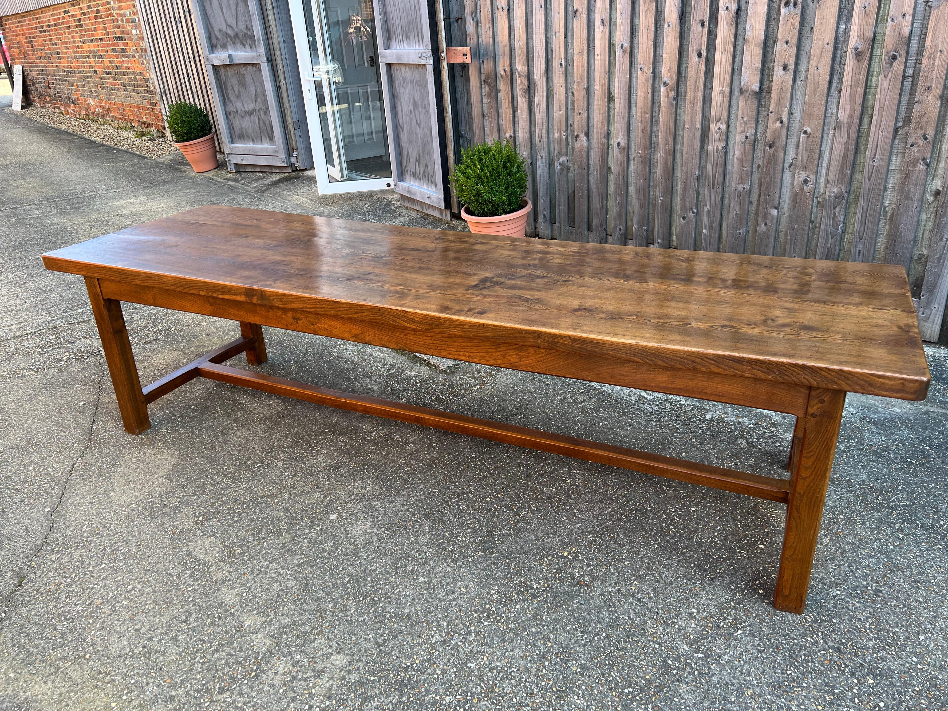 French Large Elm Farmhouse Table