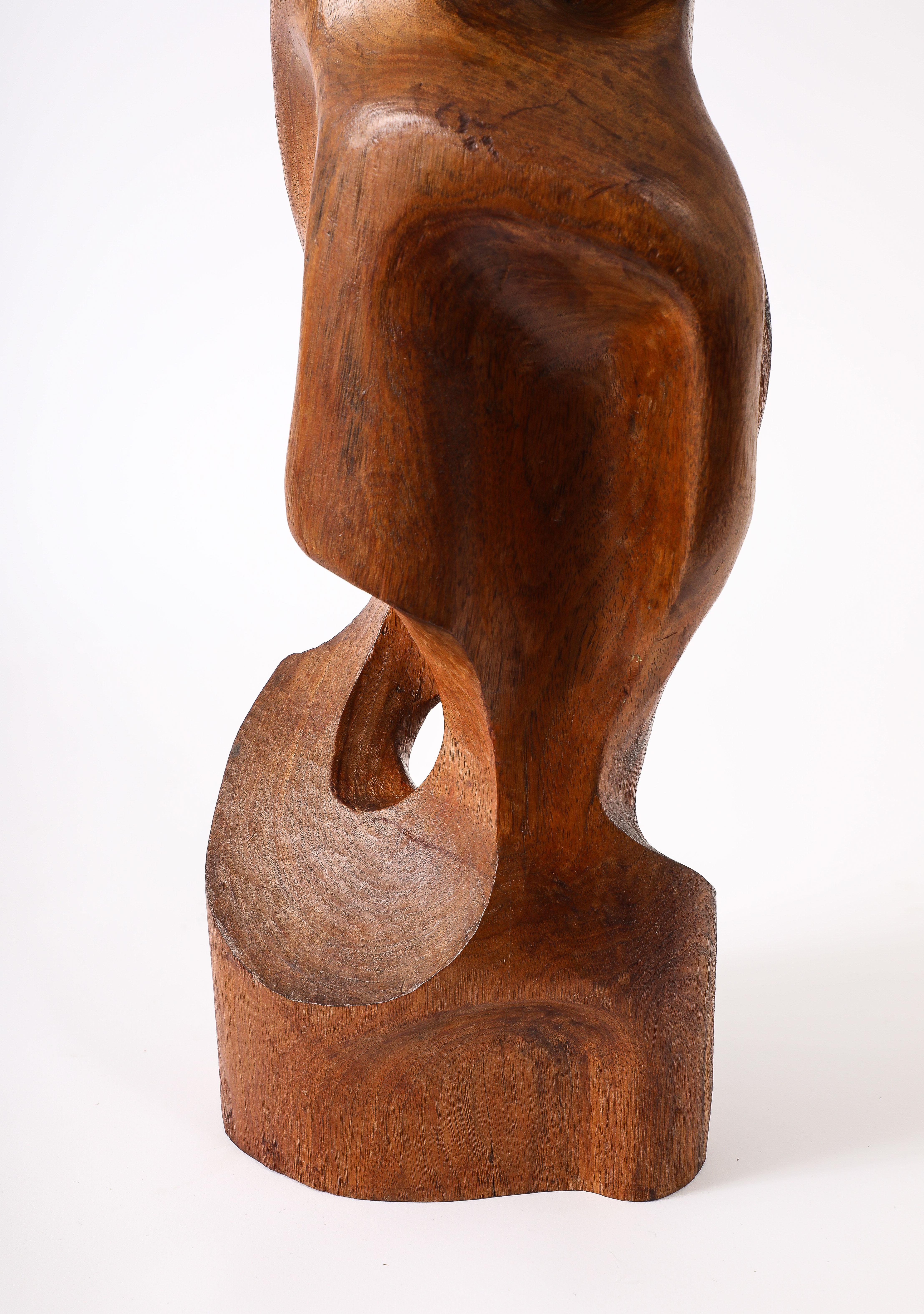 Grande sculpture en orme à la manière d'Alexandre Noll, France, années 1950 en vente 2