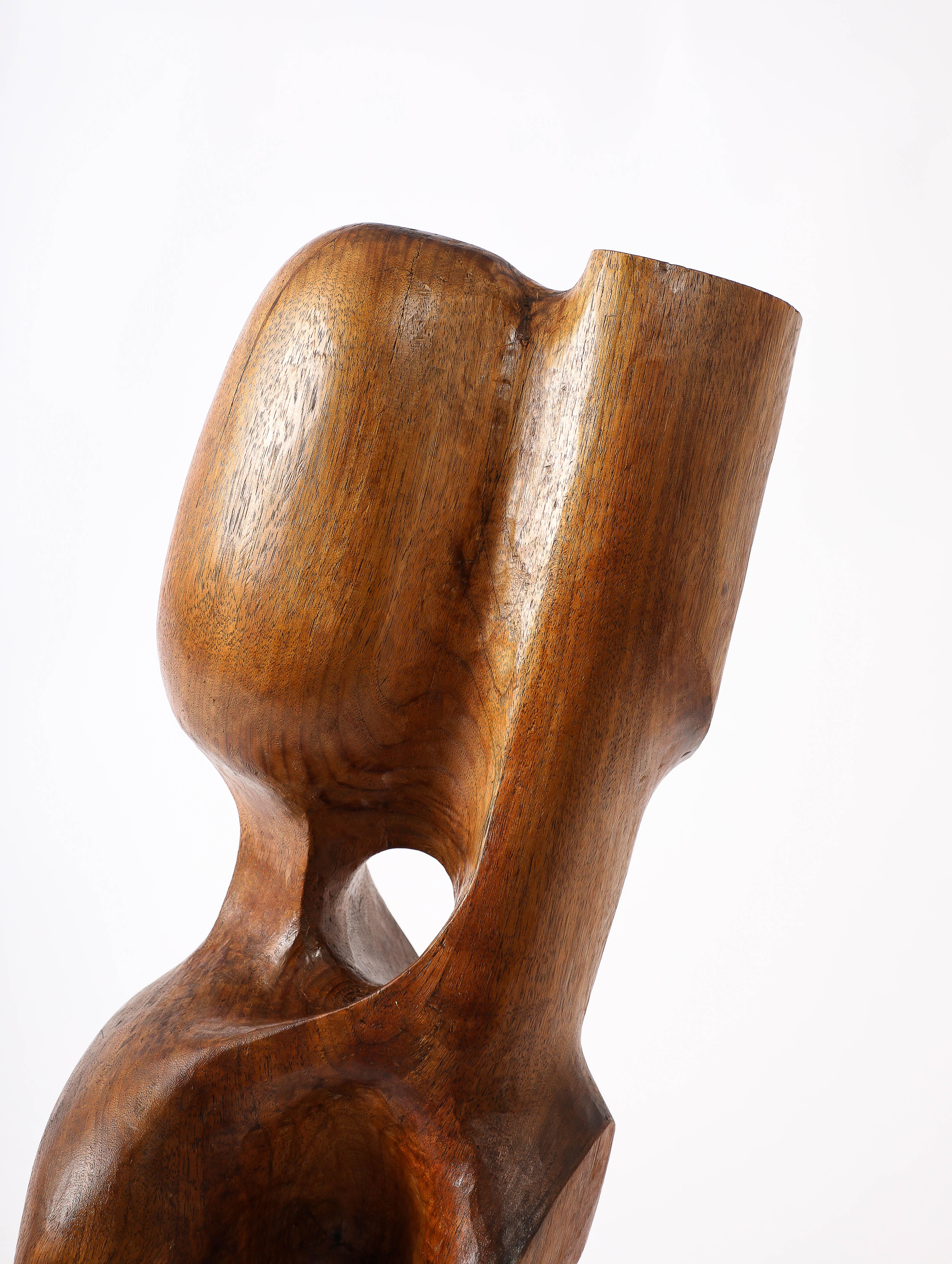 Grande sculpture en orme à la manière d'Alexandre Noll, France, années 1950 en vente 1