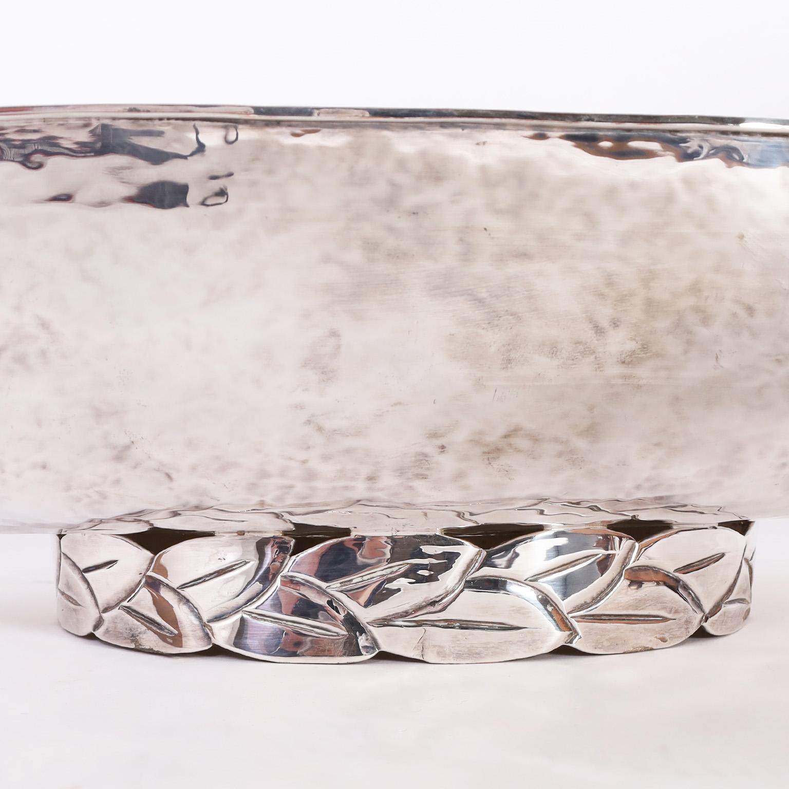 Large Elongated Silver Plate Bowl with Toucans by Emilia Castillo 1