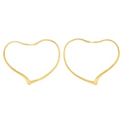 Große Elsa Peretti Tiffany & Co. 18 Karat Gold offenes Herz Ohrringe
