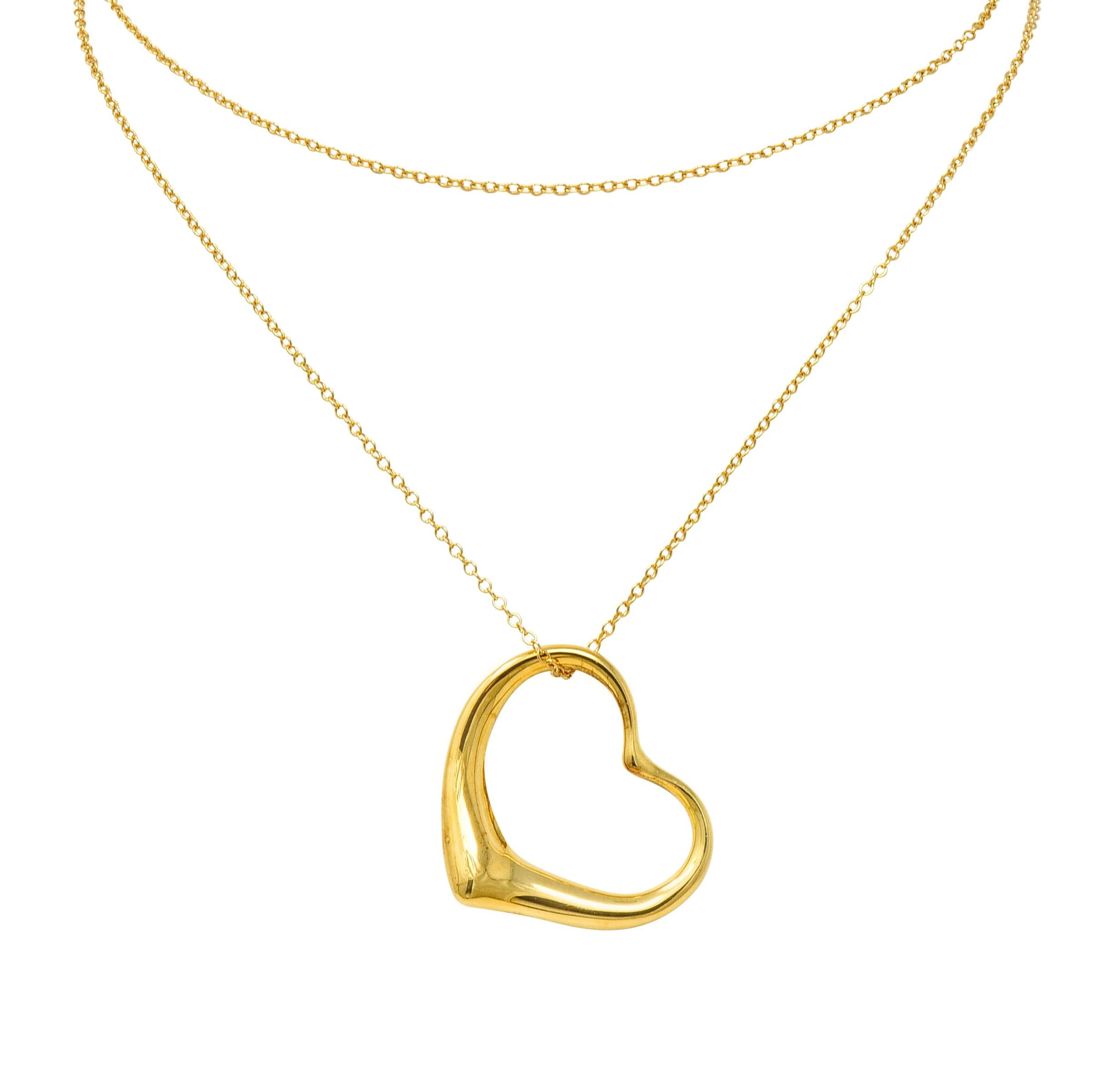 Contemporary Large Elsa Peretti Tiffany & Co. 18 Karat Gold Open Heart Pendant Necklace