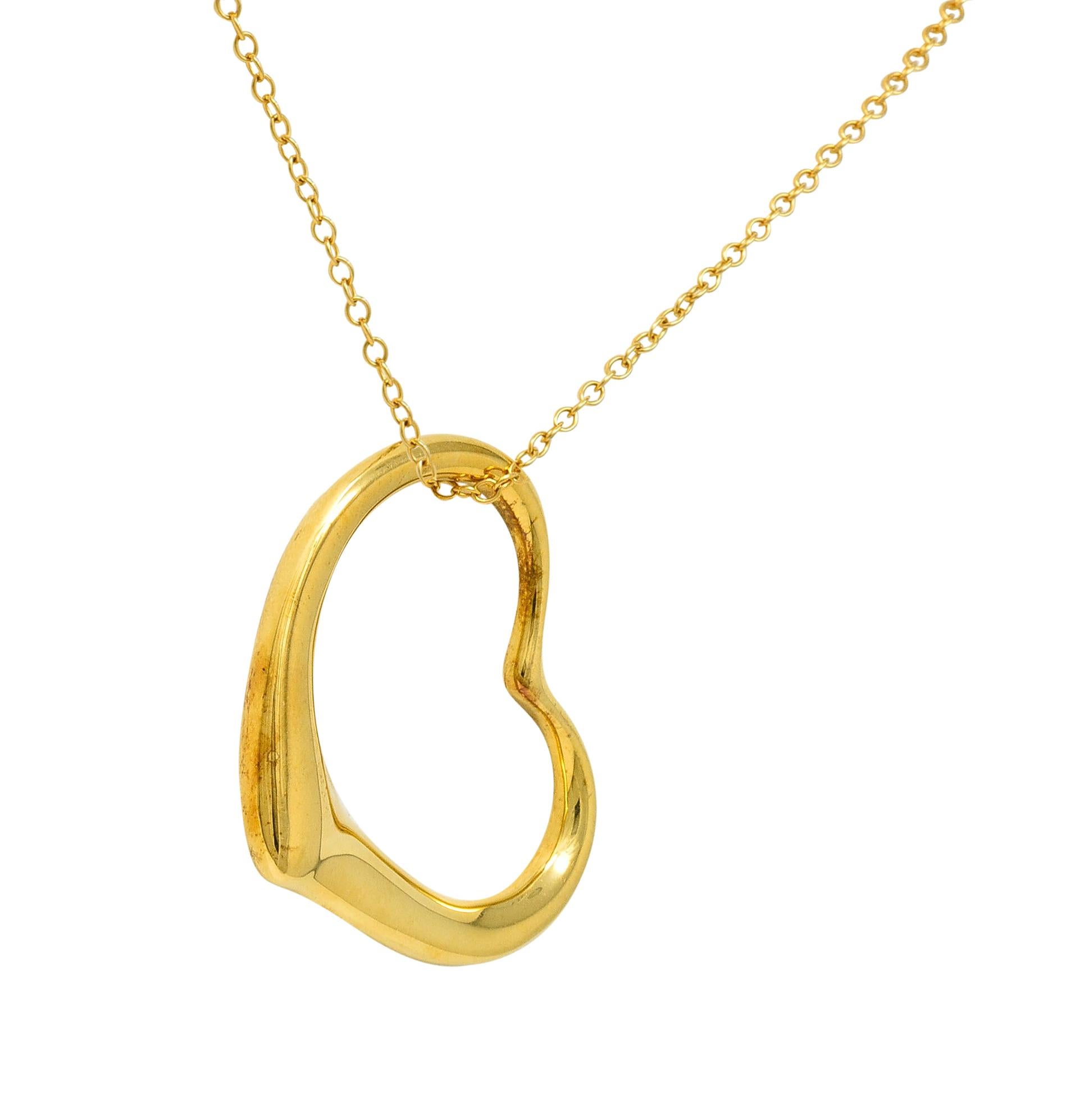 Women's or Men's Large Elsa Peretti Tiffany & Co. 18 Karat Gold Open Heart Pendant Necklace