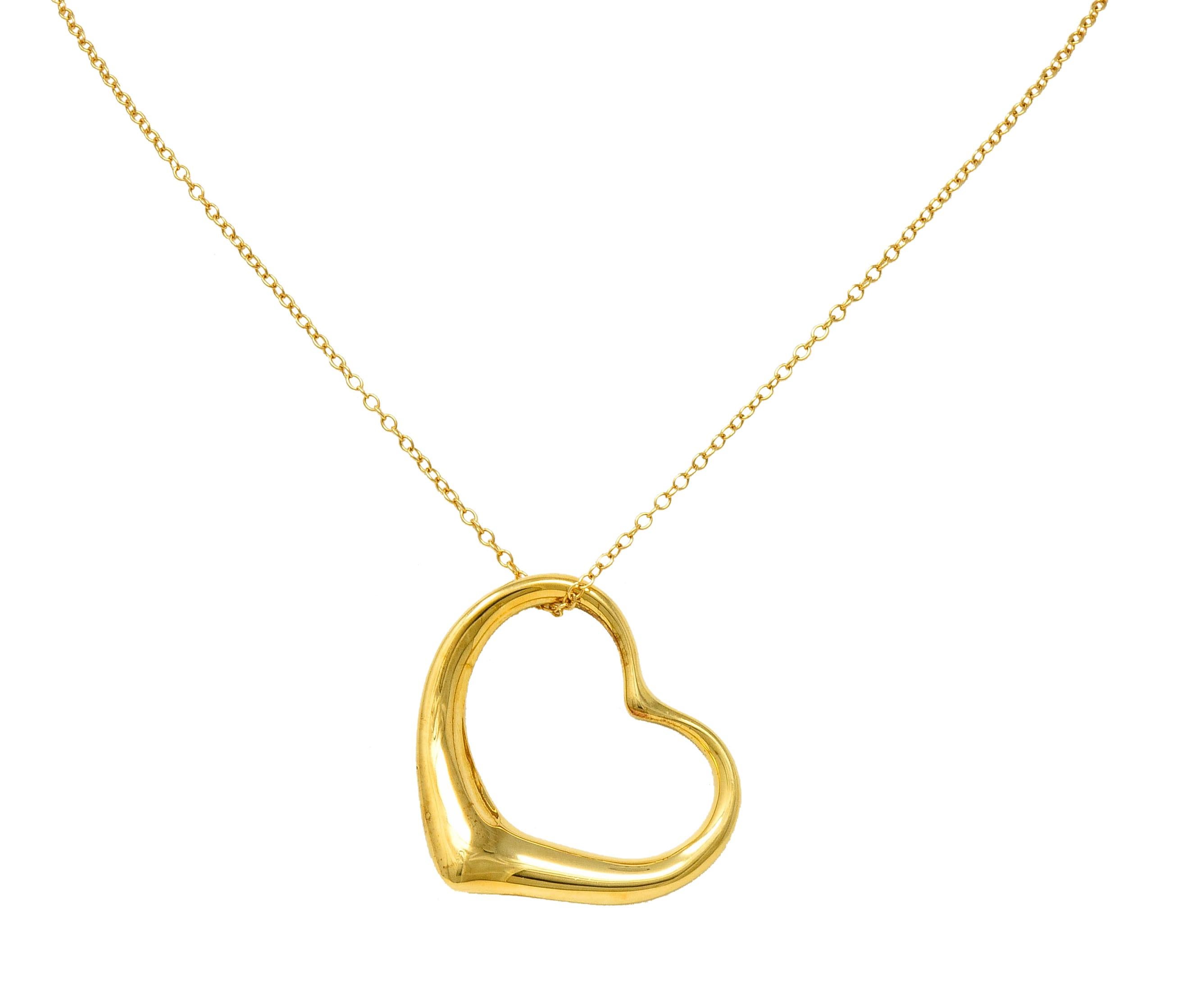 Large Elsa Peretti Tiffany & Co. 18 Karat Gold Open Heart Pendant Necklace 2