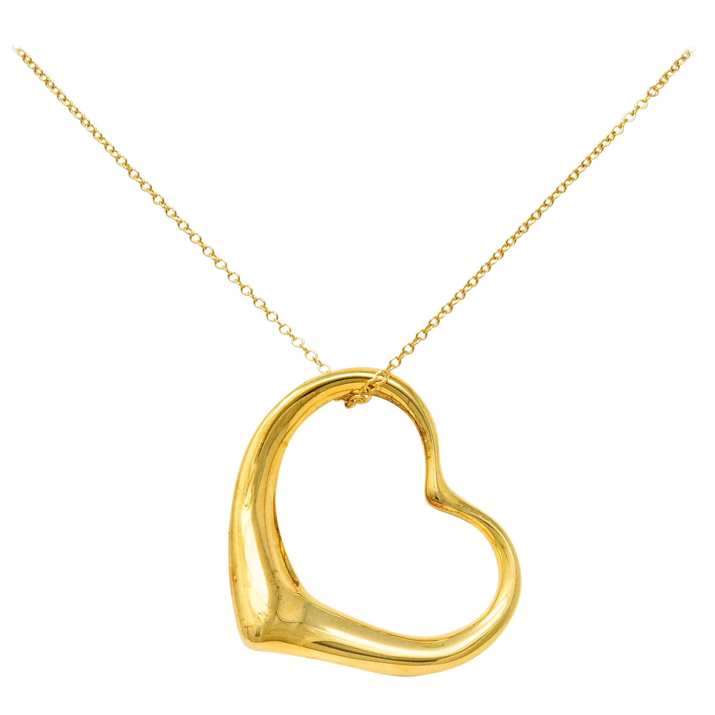 Large Elsa Peretti Tiffany & Co. 18 Karat Gold Open Heart Pendant Necklace