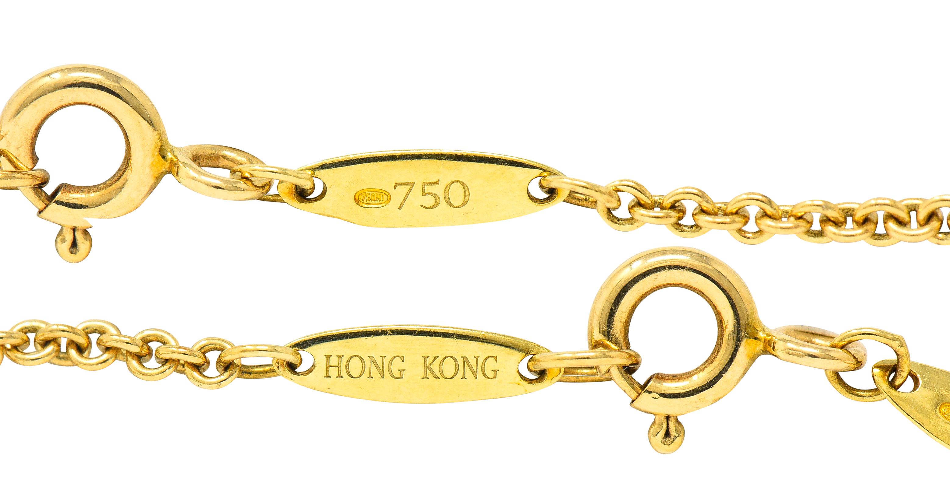 Large Elsa Peretti Tiffany & Co. Nephrite Jade 18 Karat Yellow Gold Necklace 1