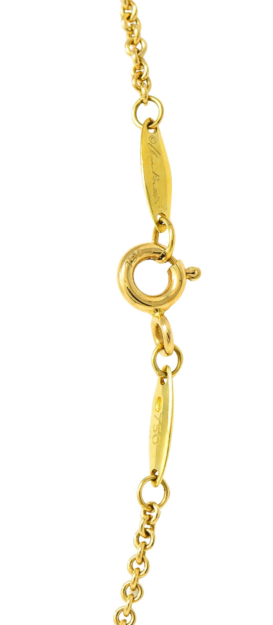 Round Cut Large Elsa Peretti Tiffany & Co. Nephrite Jade 18 Karat Yellow Gold Necklace
