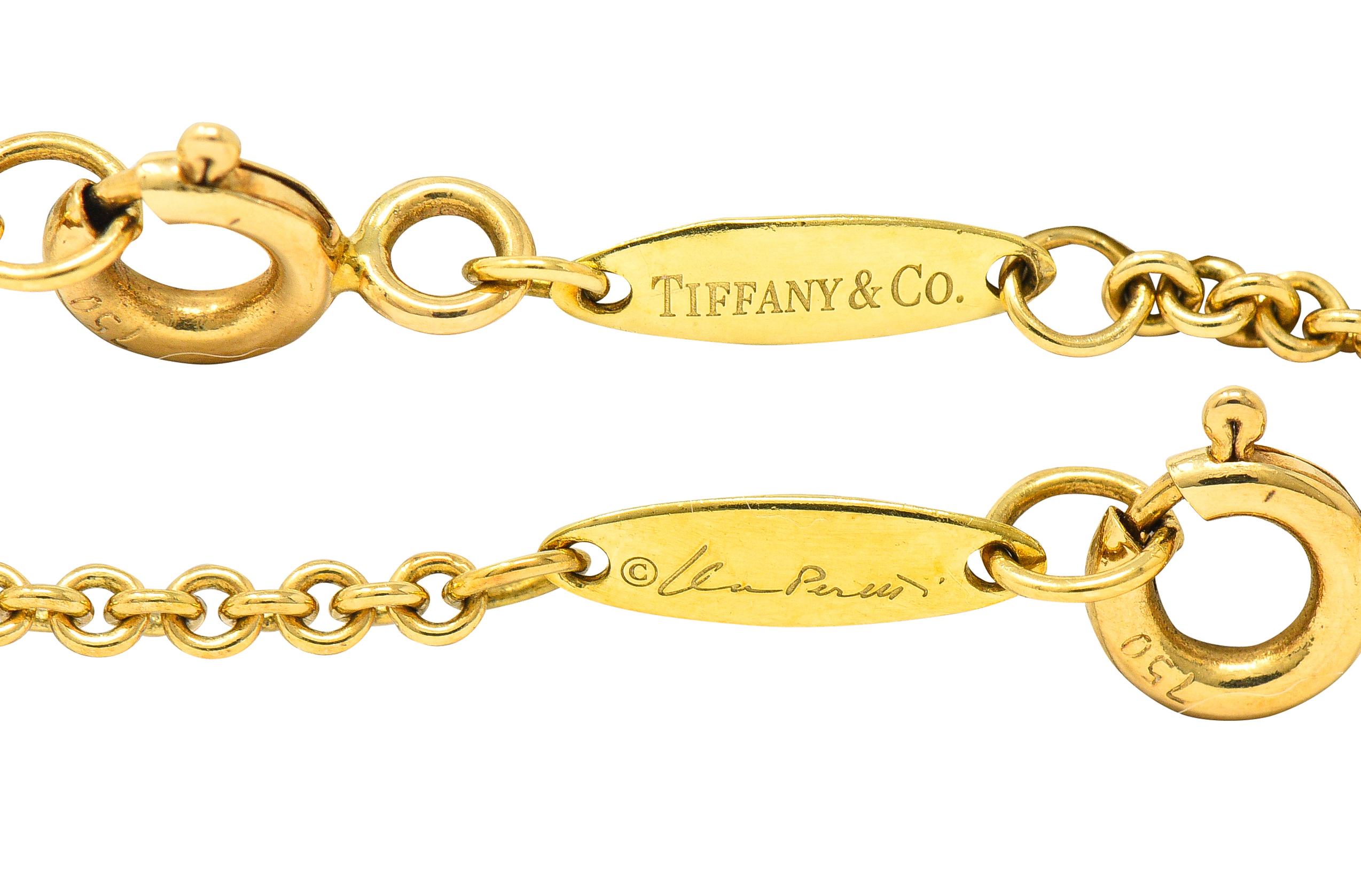 Women's or Men's Large Elsa Peretti Tiffany & Co. Nephrite Jade 18 Karat Yellow Gold Necklace