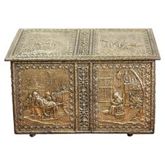 Large Embossed Brass Lift Top Box