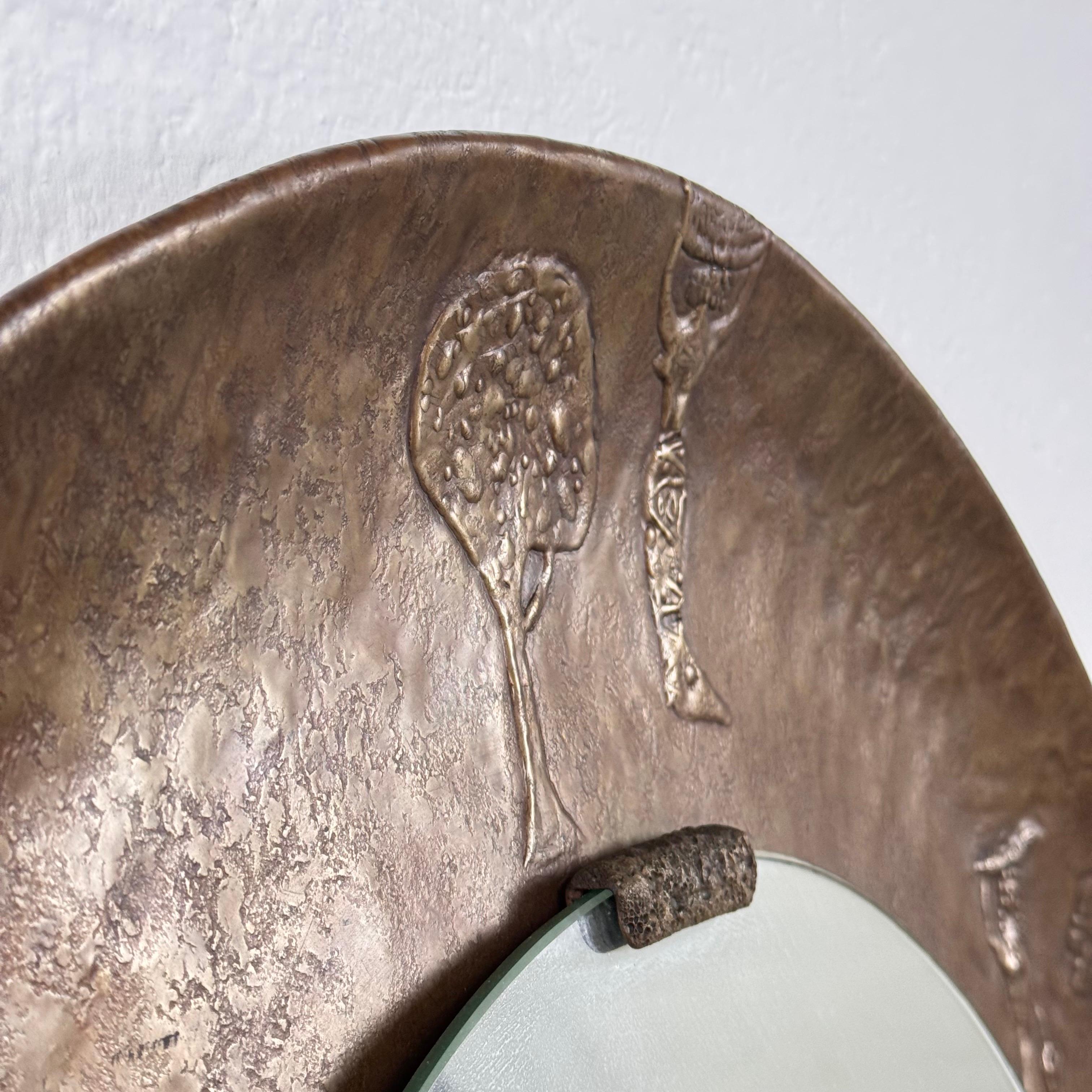 Large Embossed Copper and Engraved Mirrored Frame by Angelo Bragalini, 1950s 2