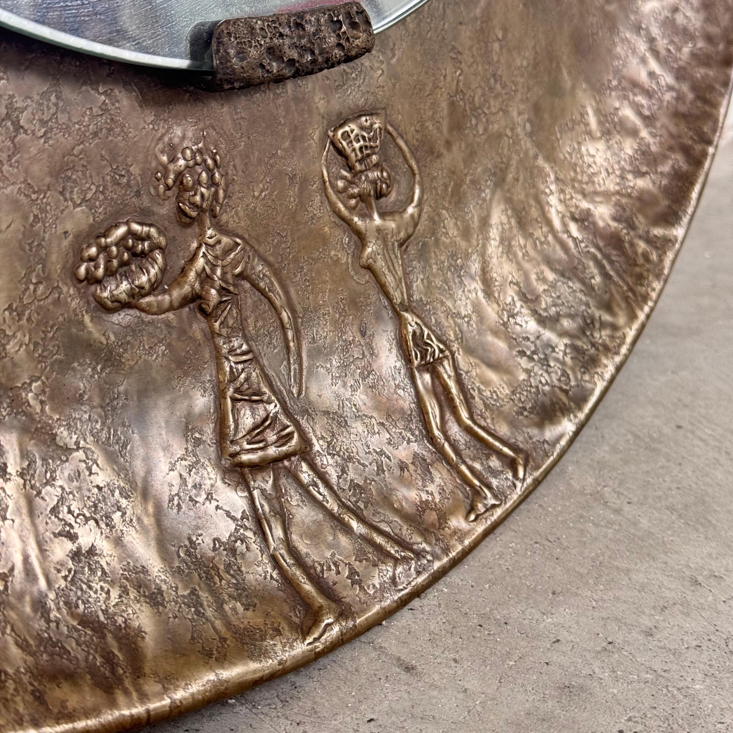 Large Embossed Copper and Engraved Mirrored Frame by Angelo Bragalini, 1950s 3