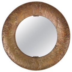 Large Embossed Copper and Engraved Mirrored Frame by Angelo Bragalini, 1950s