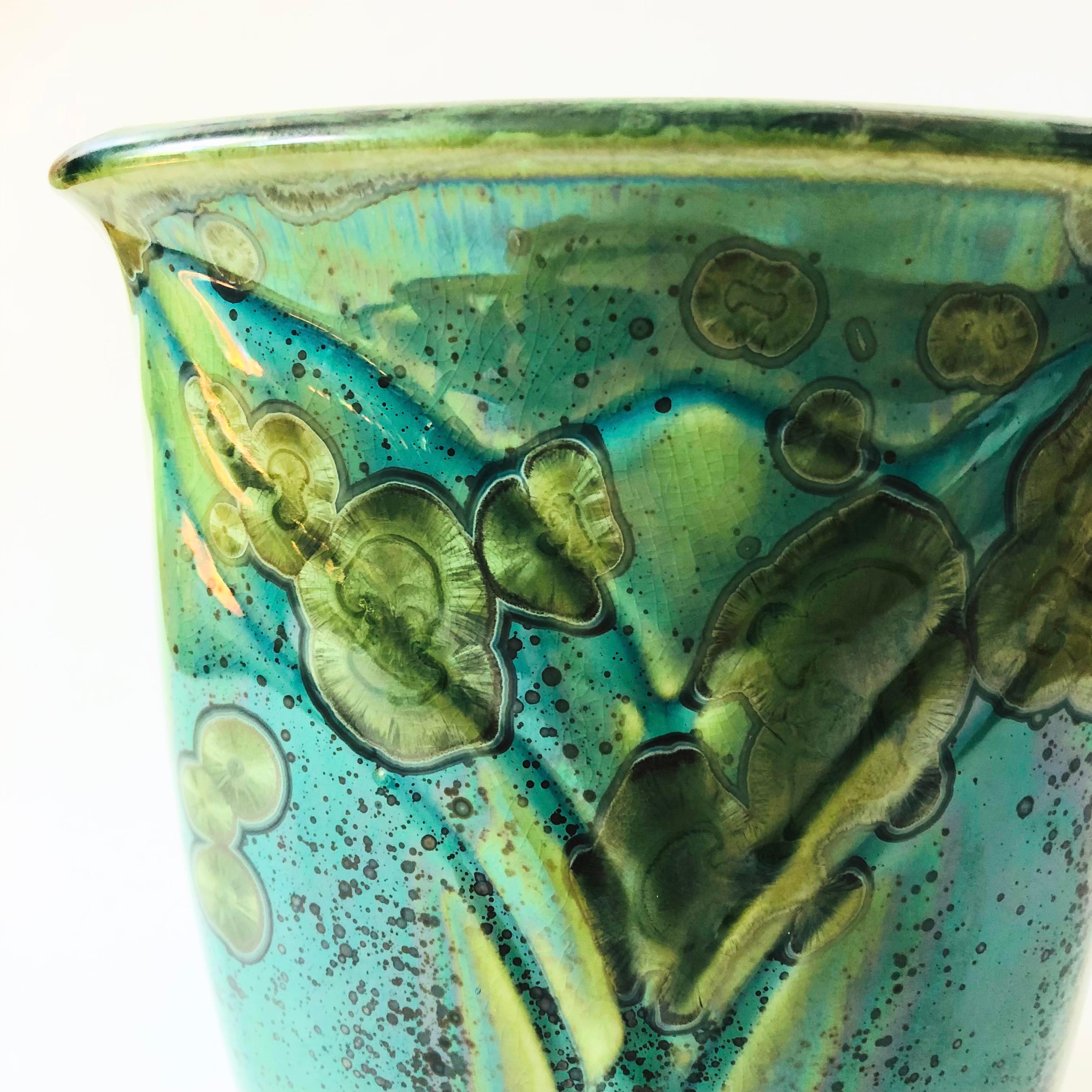 20th Century Large Embossed Crystalline Pottery Vase